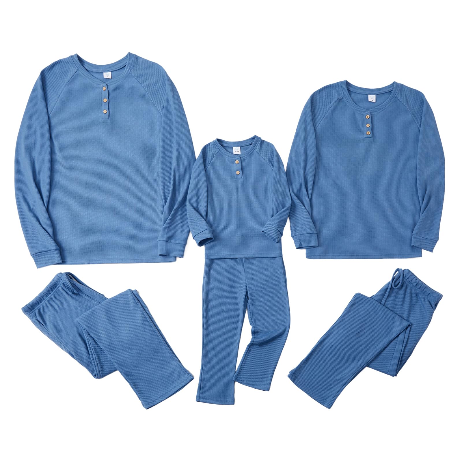 IFFEI Waffle Knit Family Matching Pajama Sets - 2 Piece Long Sleeve Lounge Wear with Pockets | Soft Sleepwear & Joggers for Women, Men & Kids | Perfect for Christmas, Family Photos & Cozy Nights at Home