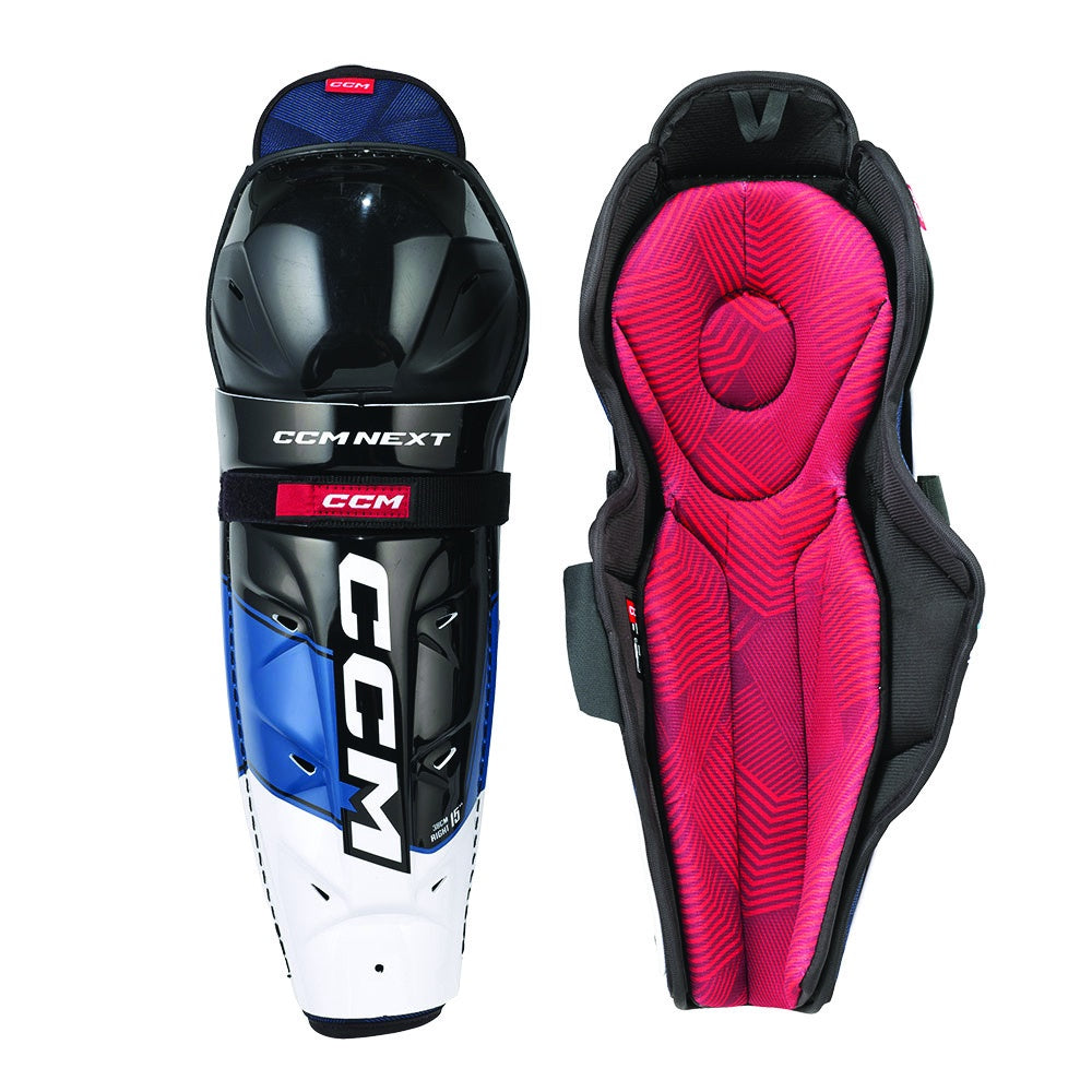 CCM Next Senior Ice Hockey Shin Guards - Protective Gear for Hockey Players - Perfect for Games, Practices & Training Sessions