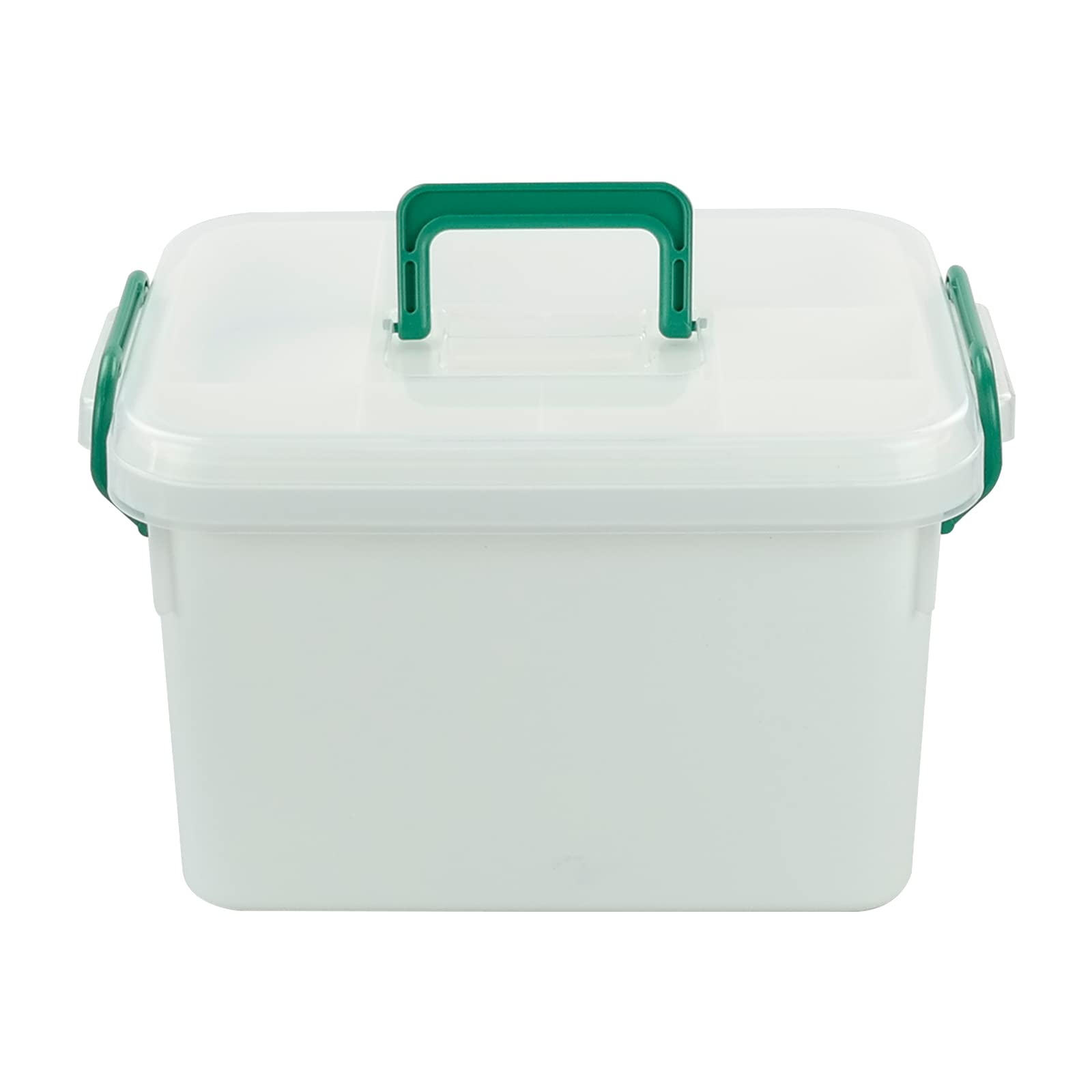 1 Pack Plastic Family First Aid Kit Box - Empty Medicine Storage Container for Home, Travel, Camping & Emergency Preparedness - White