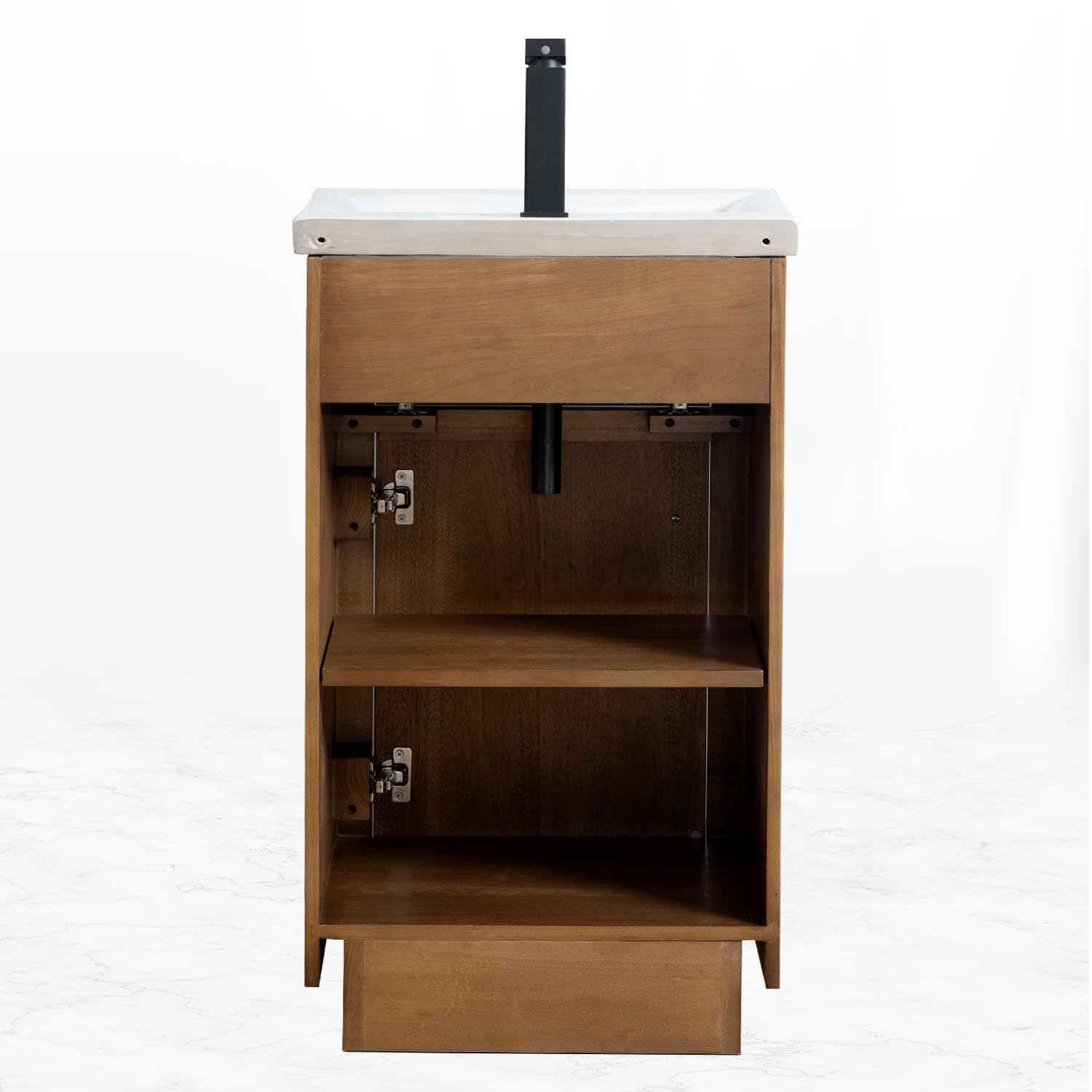 Vanity Art 20 Inch Modern Bathroom Vanity with Ceramic Sink & Marble Top - Small Wood Vanity Cabinet with Doors, Removable Shelf & Solid Wood Frame (Tan VA7020) - Perfect for Small Bathrooms, Powder Rooms & Apartment Makeovers