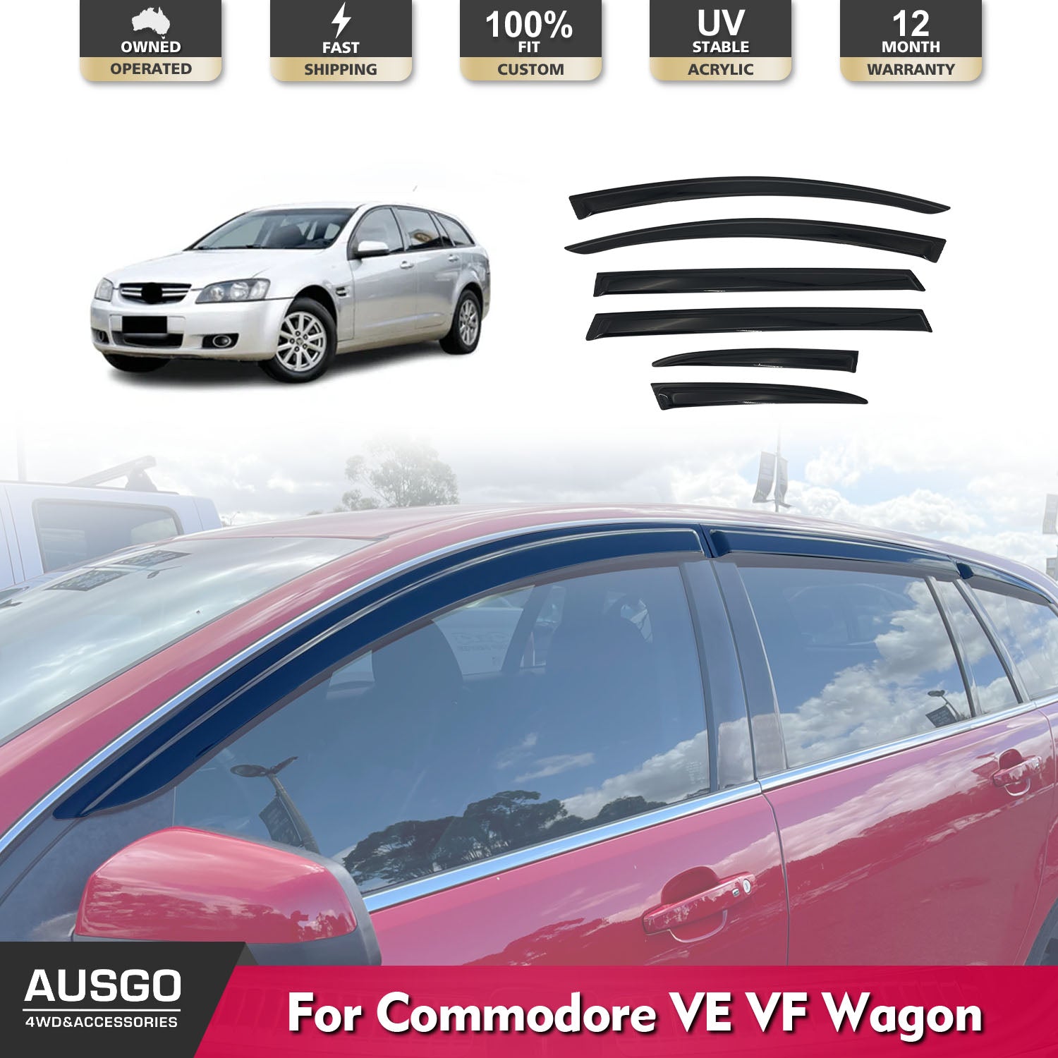 Premium Car Weather Shields for Holden Commodore VE VF Wagon 2006-2017 - Durable Wind & Rain Protection for All Seasons Driving