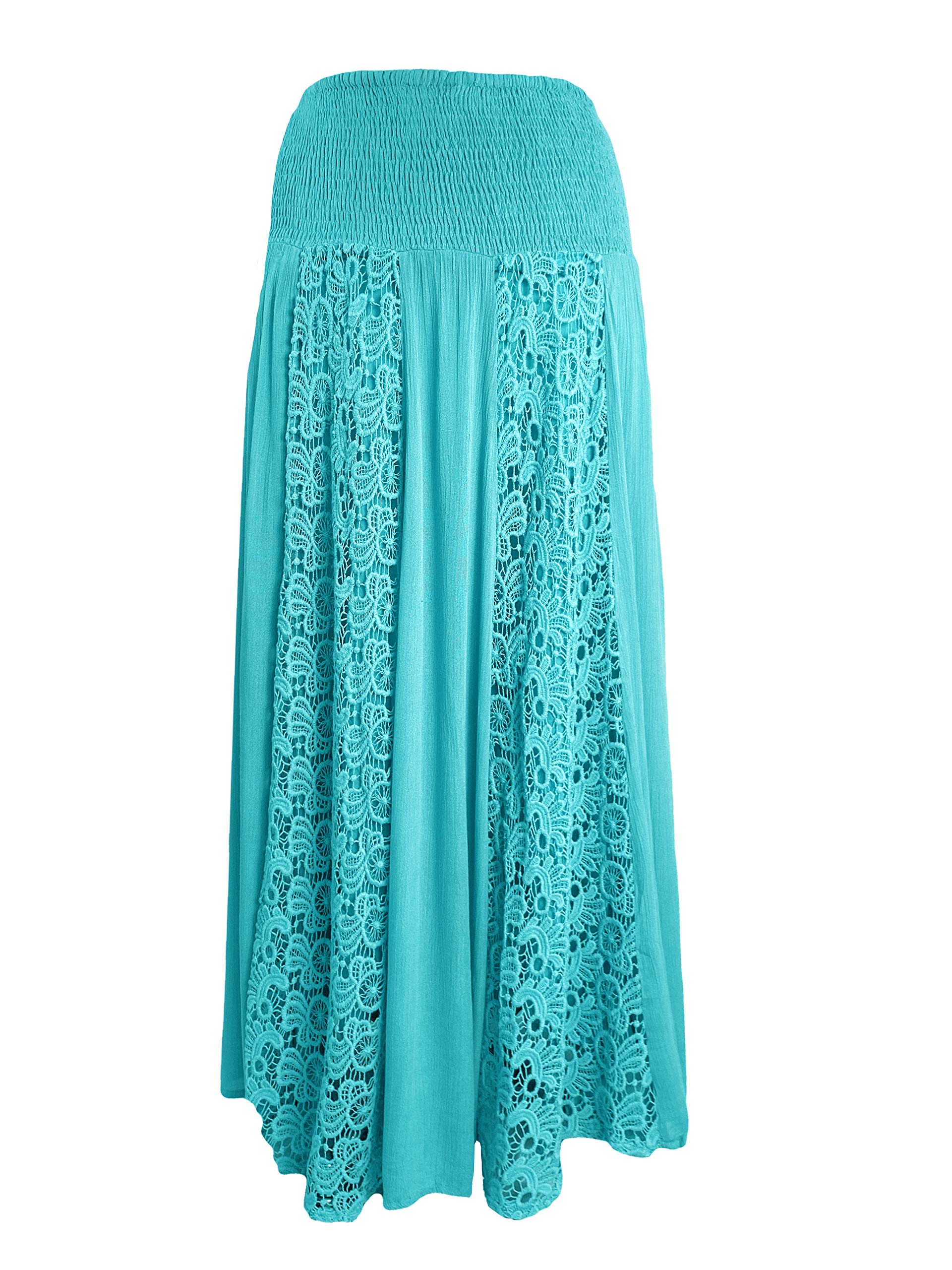 **Agan Traders Women's Bohemian Long Skirt – Soft Rayon, Smocked Elastic Waistband, Flowy Gypsy Style for Spring 2025 | Perfect for Beach, Festivals & Boho Fashion**