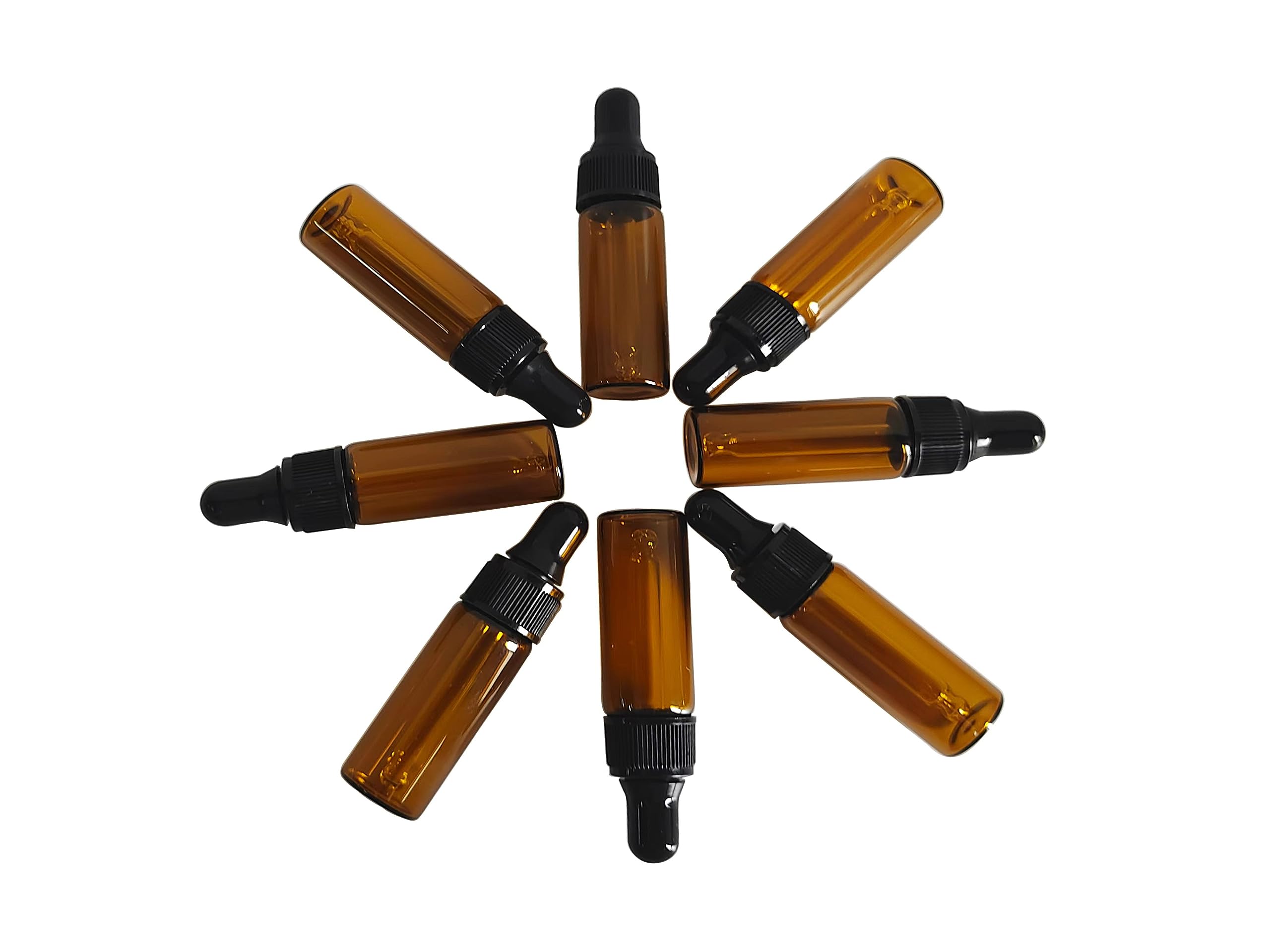 50 Pcs 5ml Amber Glass Dropper Bottles - Essential Oil Containers, Travel-Sized Perfume & Cosmetic Liquid Bottles - Perfect for DIY Aromatherapy, Sample Storage & On-The-Go Use