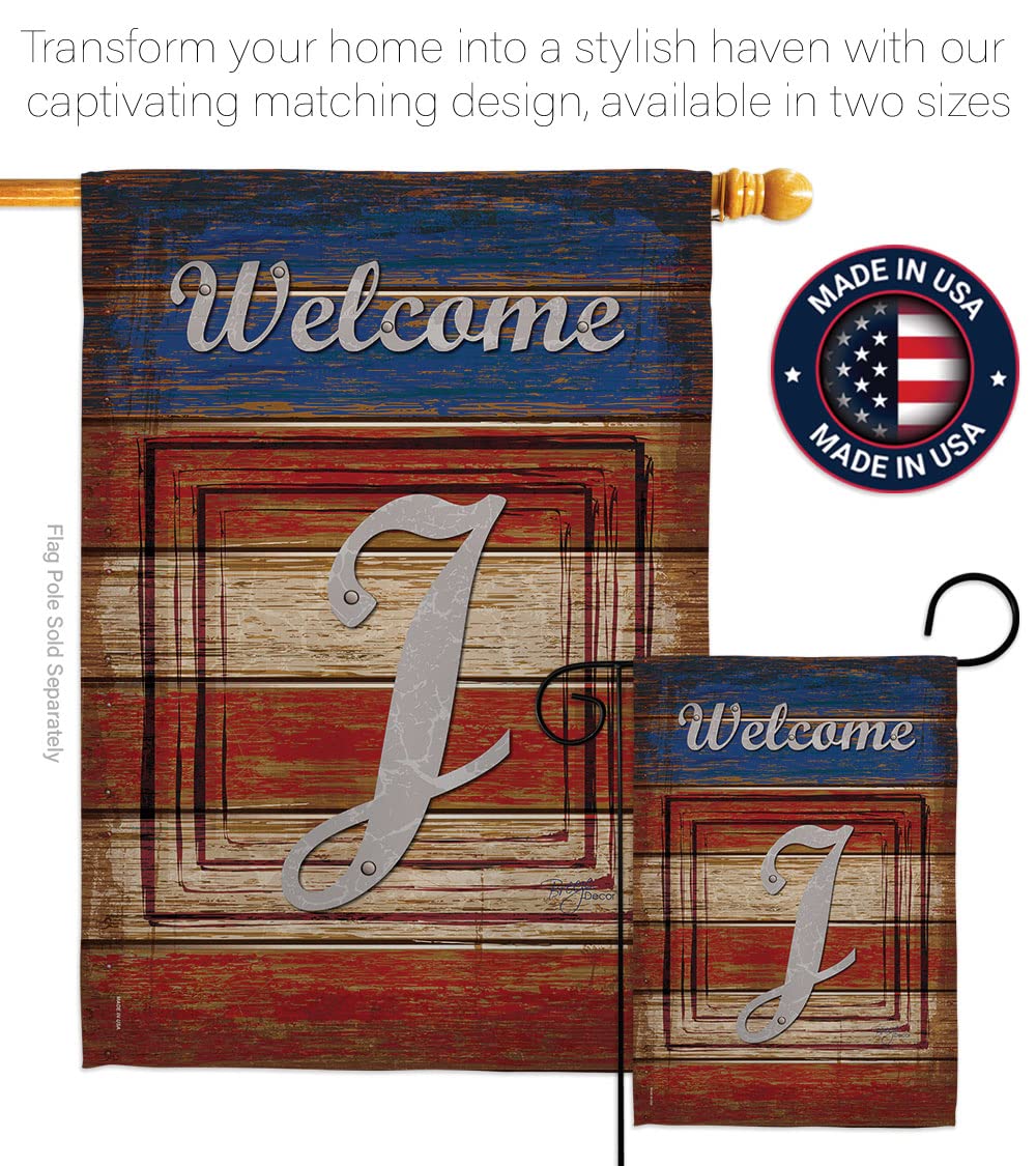 Breeze Decor Patriotic J Initial Garden Flag 13x18.5in - Perfect for Outdoor Decor