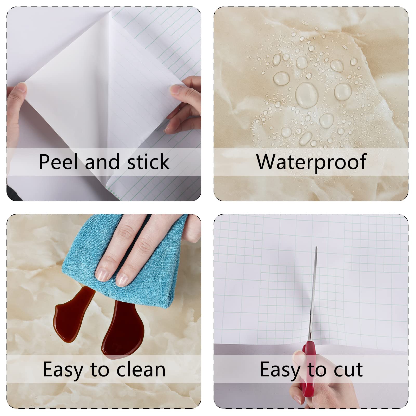 Waterproof White Marble Contact Paper - Peel and Stick Countertop Cover, Oil Resistant & Easy to Clean - 15.8