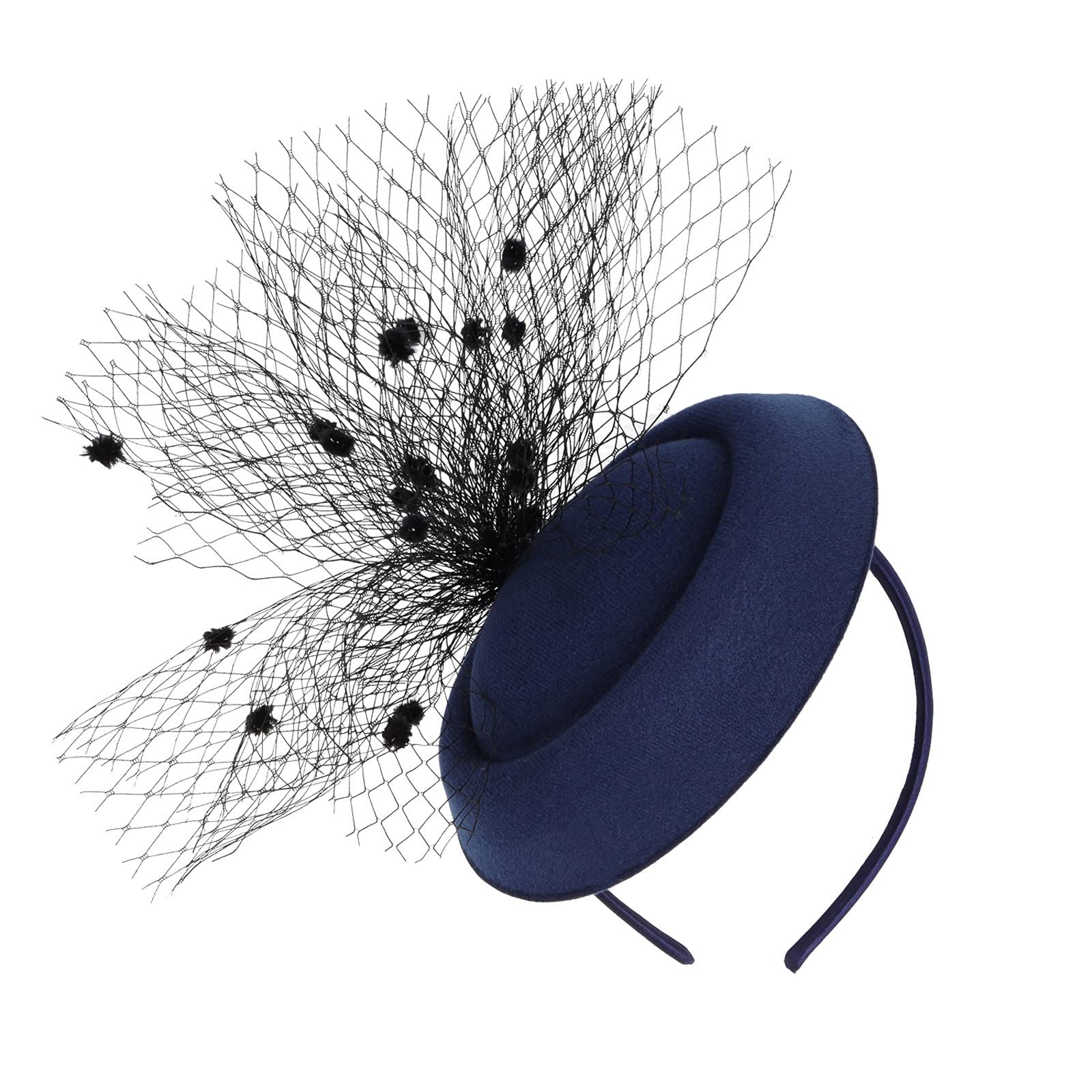 Vintage Women's Beret Hat - Navy Blue Mesh Knit Headband for Women - Fashionable Hair Accessories for Casual Outfits, Parties & Retro Style