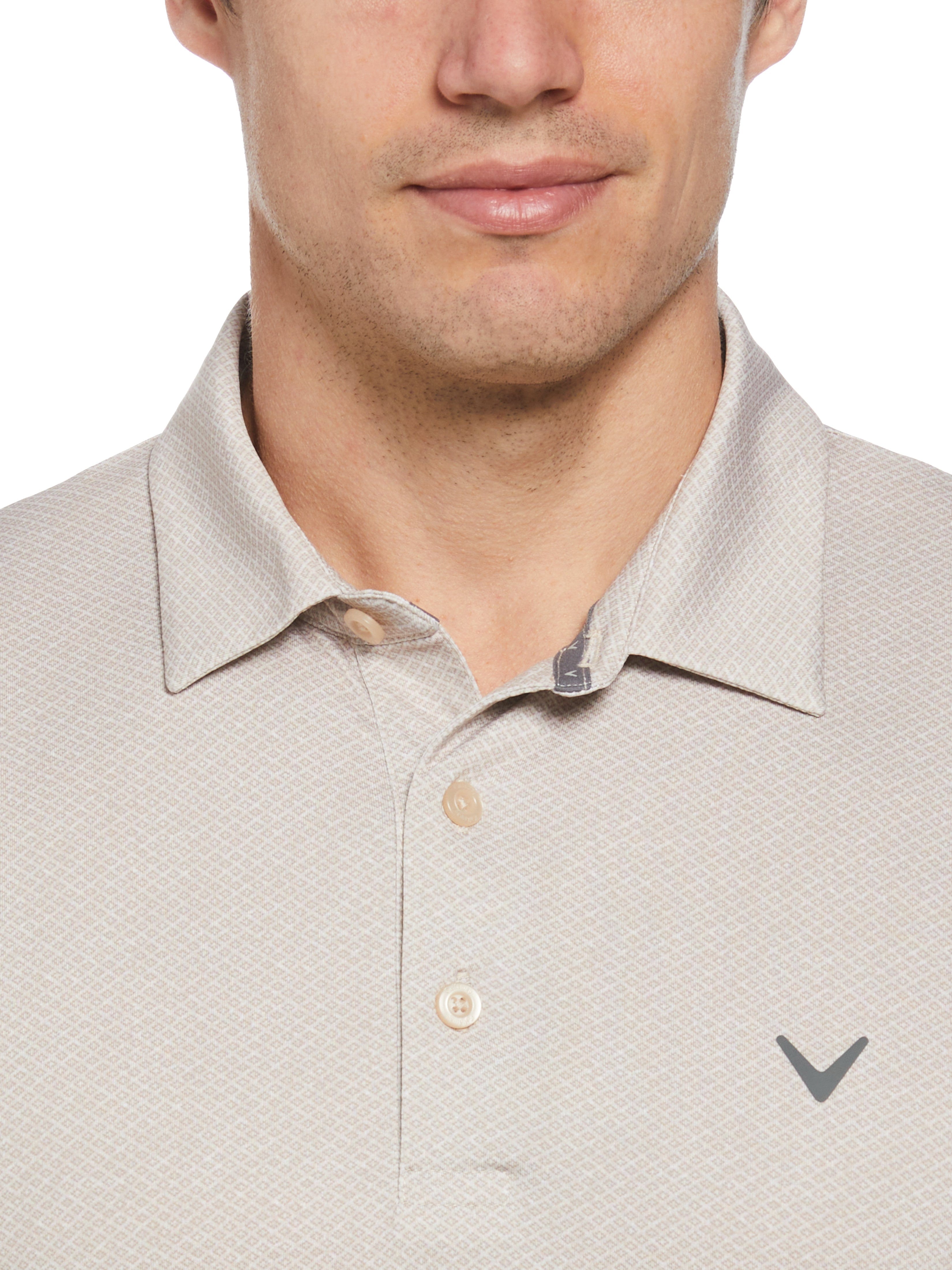 Men's Heather Geo Print Golf Polo Shirt - Breathable Quick-Dry Performance Tee for Golf, Tennis & Casual Wear