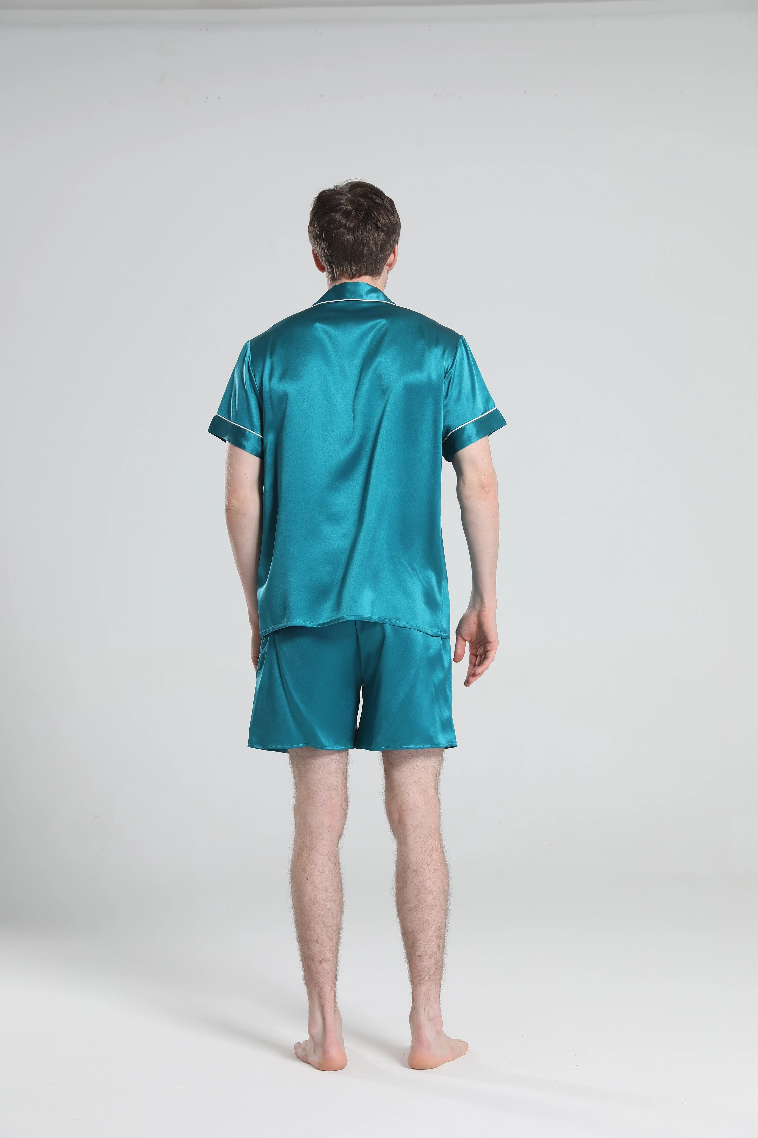 Men's Casual Silk Short Pajama Set - Soft & Breathable Sleepwear for Summer Nights - Perfect for Lounging, Travel & Home Relaxation