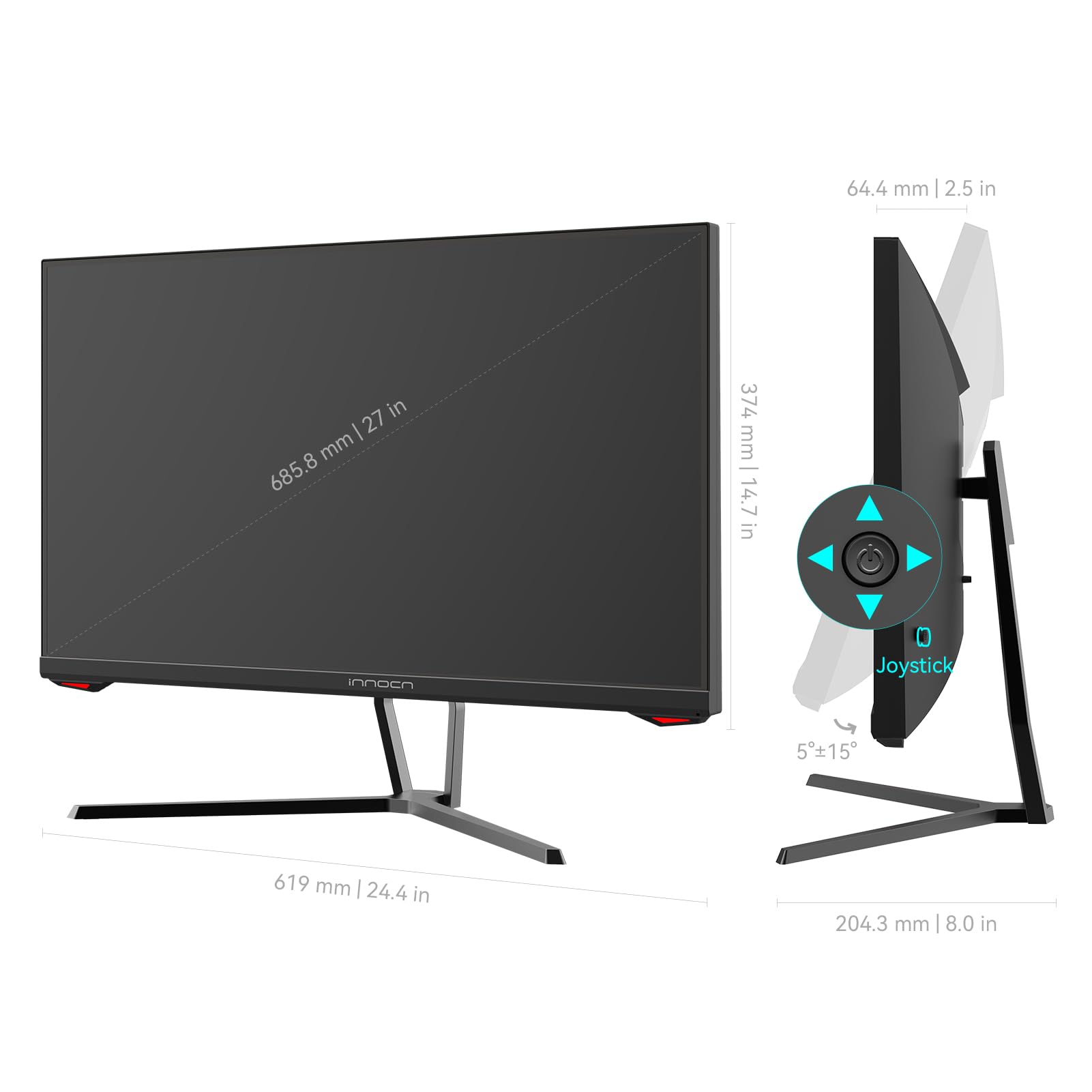 INNOCN 27 Inch Full HD 1080p 180Hz IPS Gaming Monitor - 1ms Response, G-Sync Compatible, HDMI & DisplayPort, Ultra Thin Bezel, Flicker-Free Eye Care, VESA Mount - Perfect for PC Gaming, Esports & Home Office (Black)