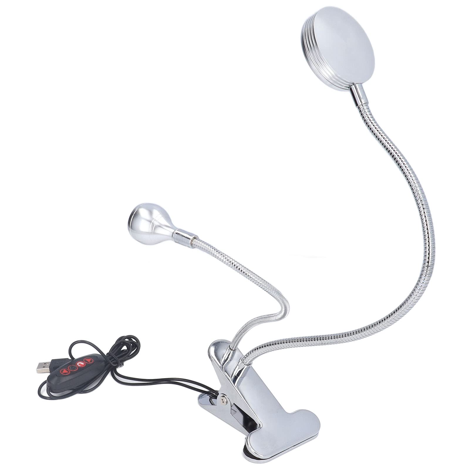 10-Speed Adjustable LED Reading Lamp with Double Gooseneck Heads, USB-Powered Clip-On Desk Light for Dorm, Office & Study - Perfect for Night Reading, Studying, and Computer Work