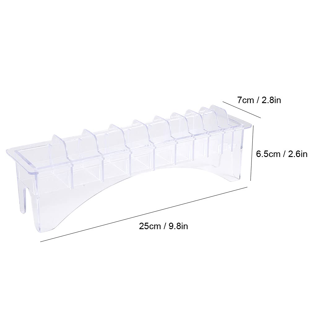 ANGGREK Hair Clipper Guard Holder & Storage Box - 10-Piece Clipper Comb Organizer with Positioning Caliper - Perfect for Barbershops & Home Hair Cutting Kits