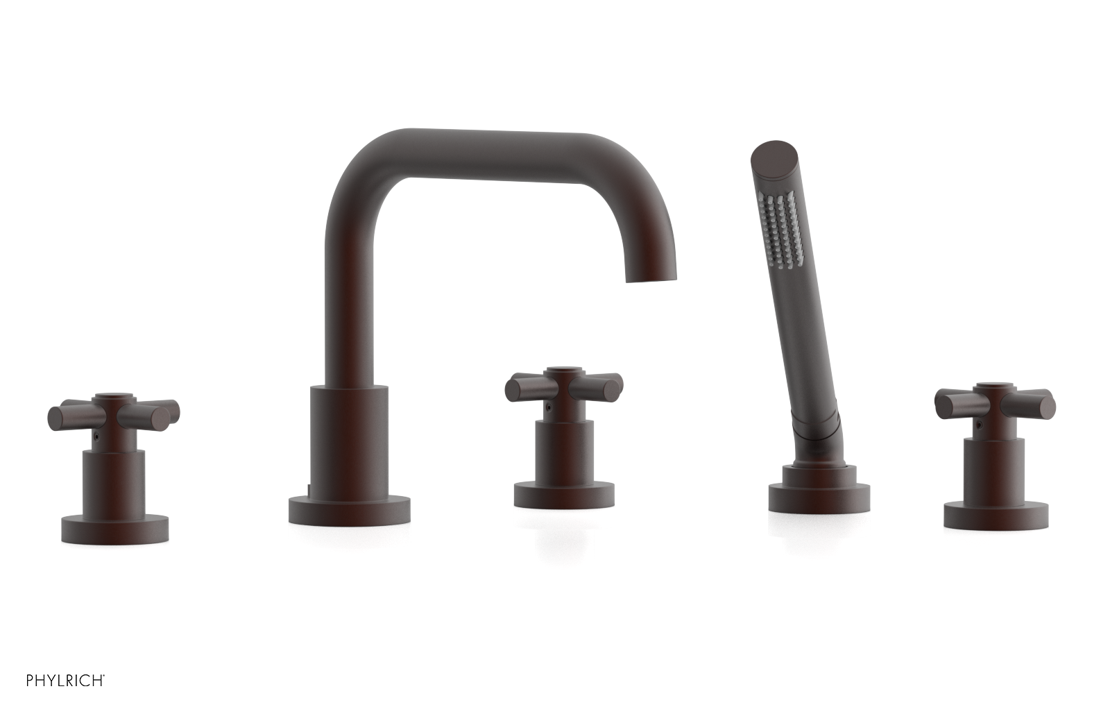 Premium Deck Mount Tub Faucet with Hand Shower - D2136D1 Tubular Cross Handles for Bathroom Sink & Bathtub | Perfect for Modern Home Renovation & Spa-Like Bathing Experience