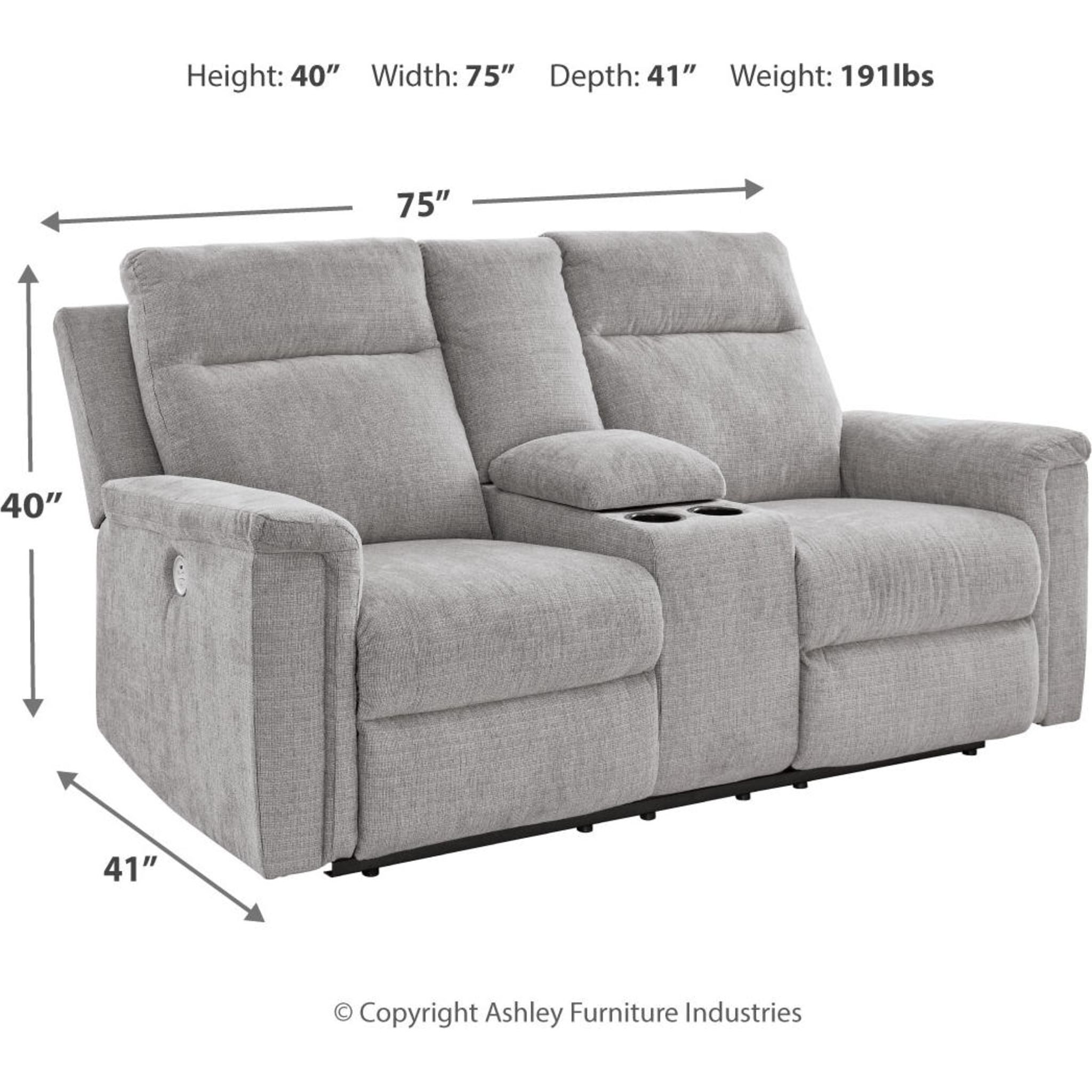 Barnsana Power Reclining Loveseat with Console - Modern Electric Recliner Sofa for Living Room, Home Theater & Family Room - Comfortable Dual Motor Couches with USB Charging & Cup Holders