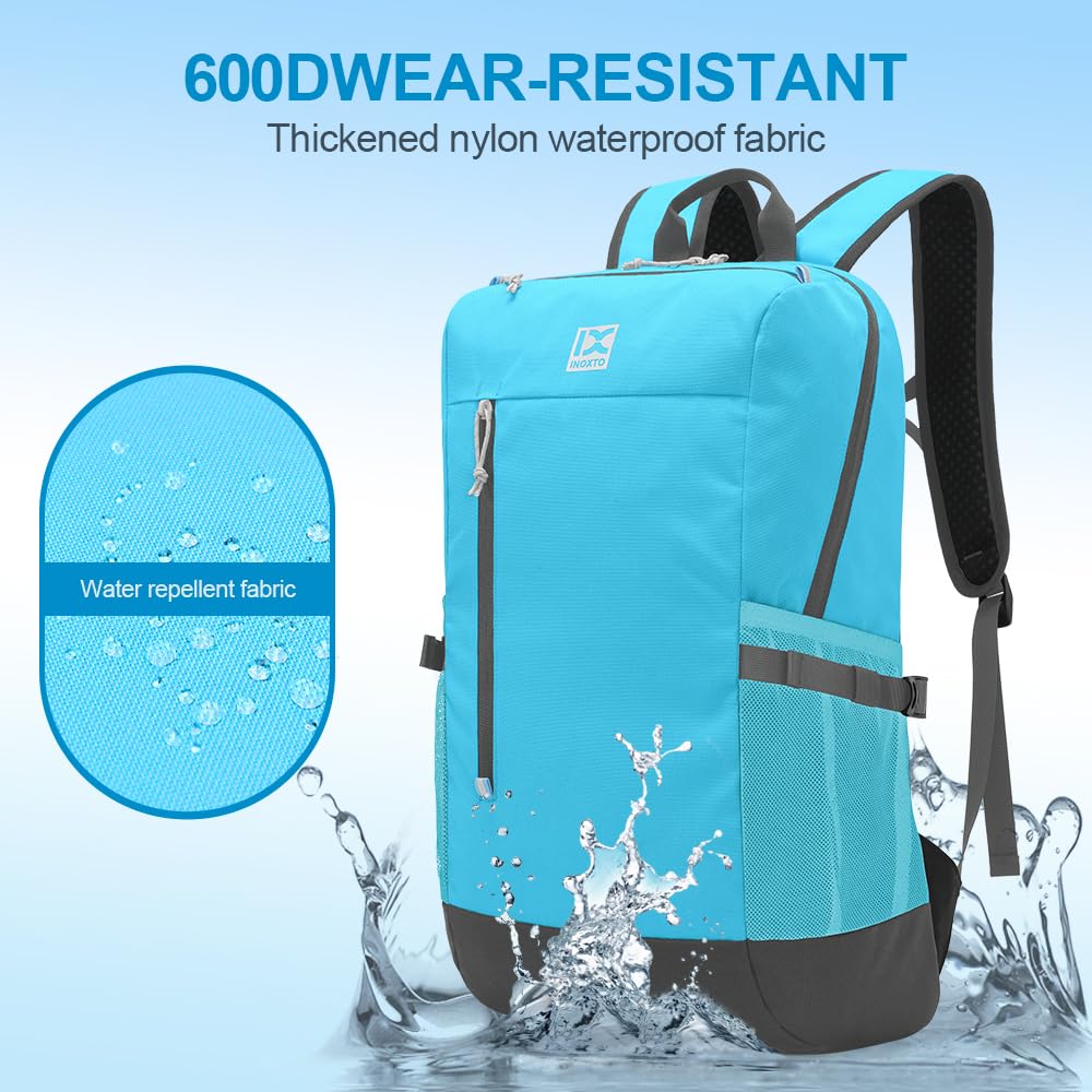 INOXTO 20L Lightweight Hiking Backpack - Waterproof Daypack for Men & Women - Perfect for Running, Camping, Cycling, Hiking, Travel & Outdoor Adventures (Blue) - Ideal for Day Trips, Commuting & Sports Activities