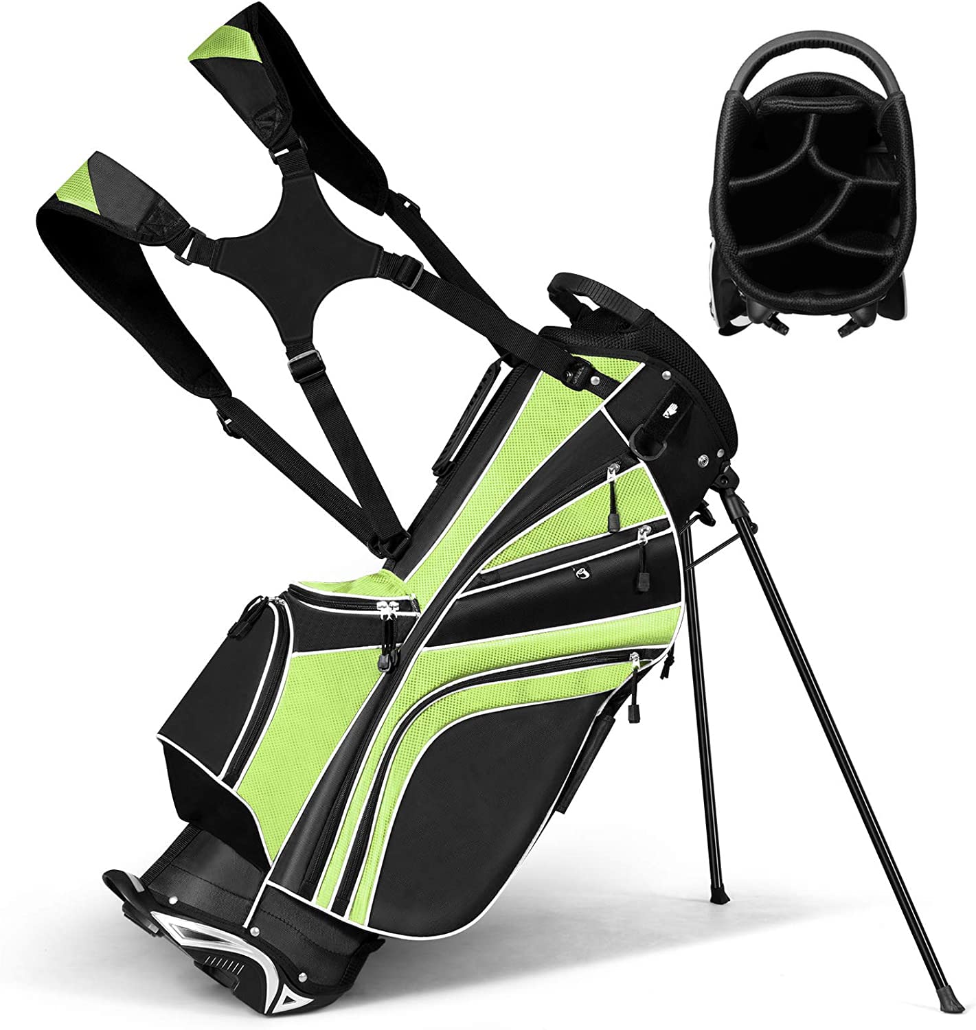 **Tangkula Lightweight Golf Stand Bag - 6-Way Top Dividers, Adjustable Dual Strap, 8 Pockets & Waterproof Rain Hood - Portable Golf Bag for Men & Women - Perfect for Driving Range, Course & Travel**