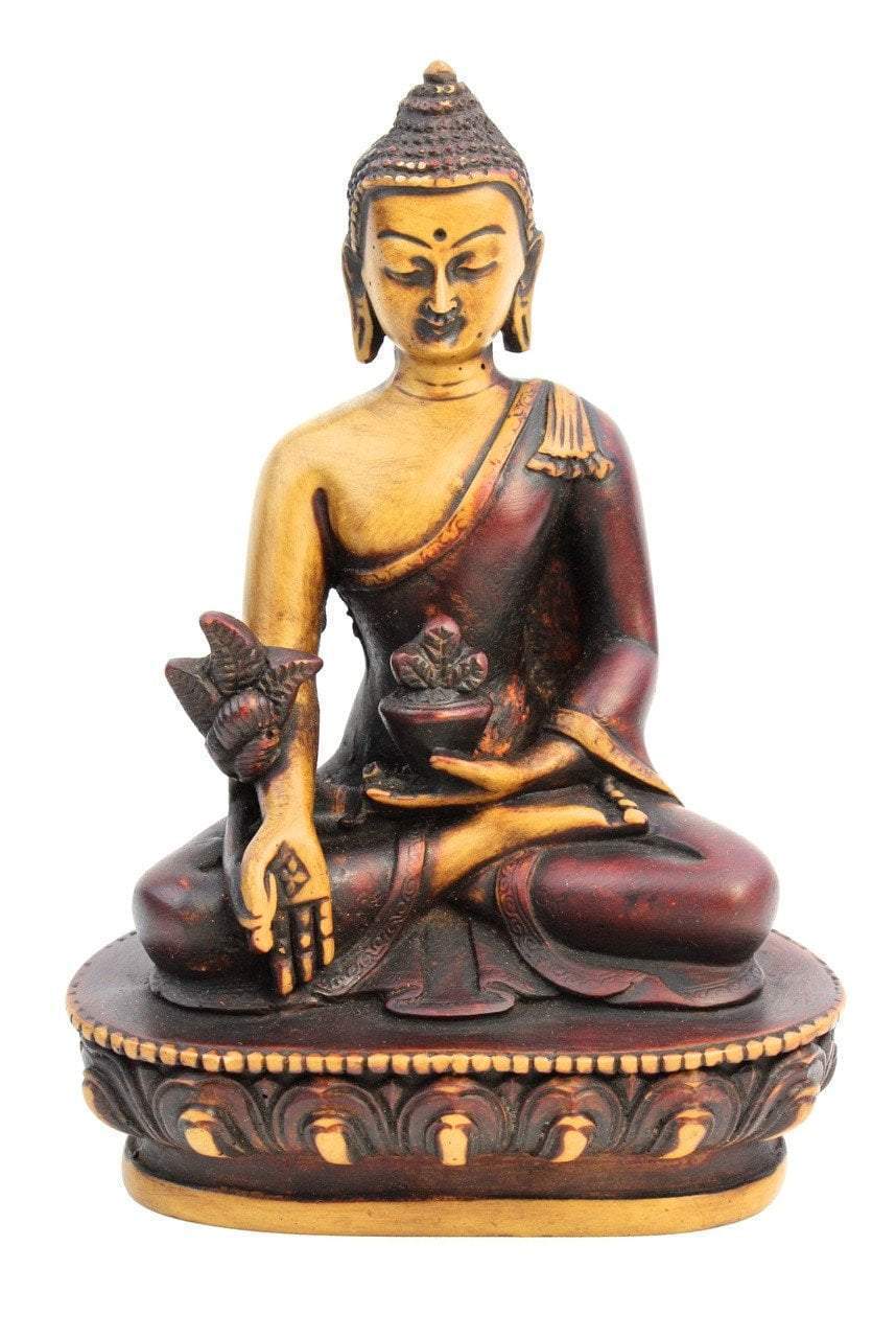 Hand Painted Medicine Buddha Statue - Tibetan Buddhist Decor for Home Altar, Meditation Room & Healing Space | Spiritual Gift for Yoga Practitioners & Wellness Enthusiasts