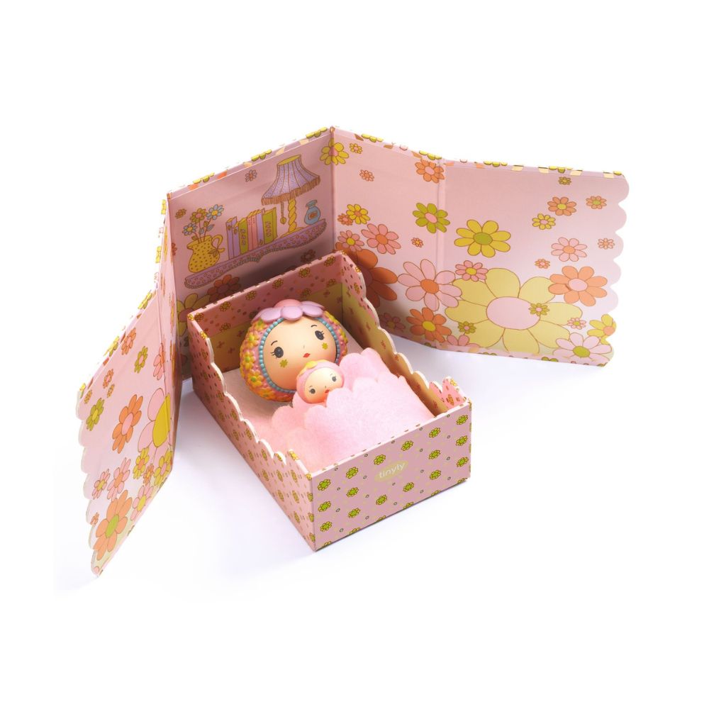 Djeco Tinyly Rose Tiny Room - Miniature Dollhouse Decor for Kids | Perfect for Pretend Play, Room Display & Collectibles