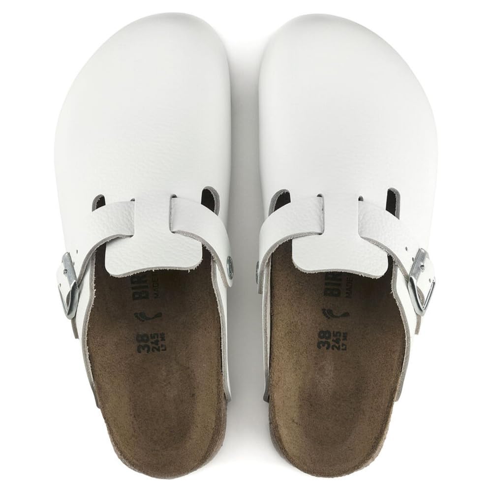 Birkenstock Women's Boston Soft Footbed Clogs - Iron Oil Leather Narrow Fit (EU 36) | Comfortable Slip-On Shoes for Nurses, Chefs & Indoor/Outdoor Wear