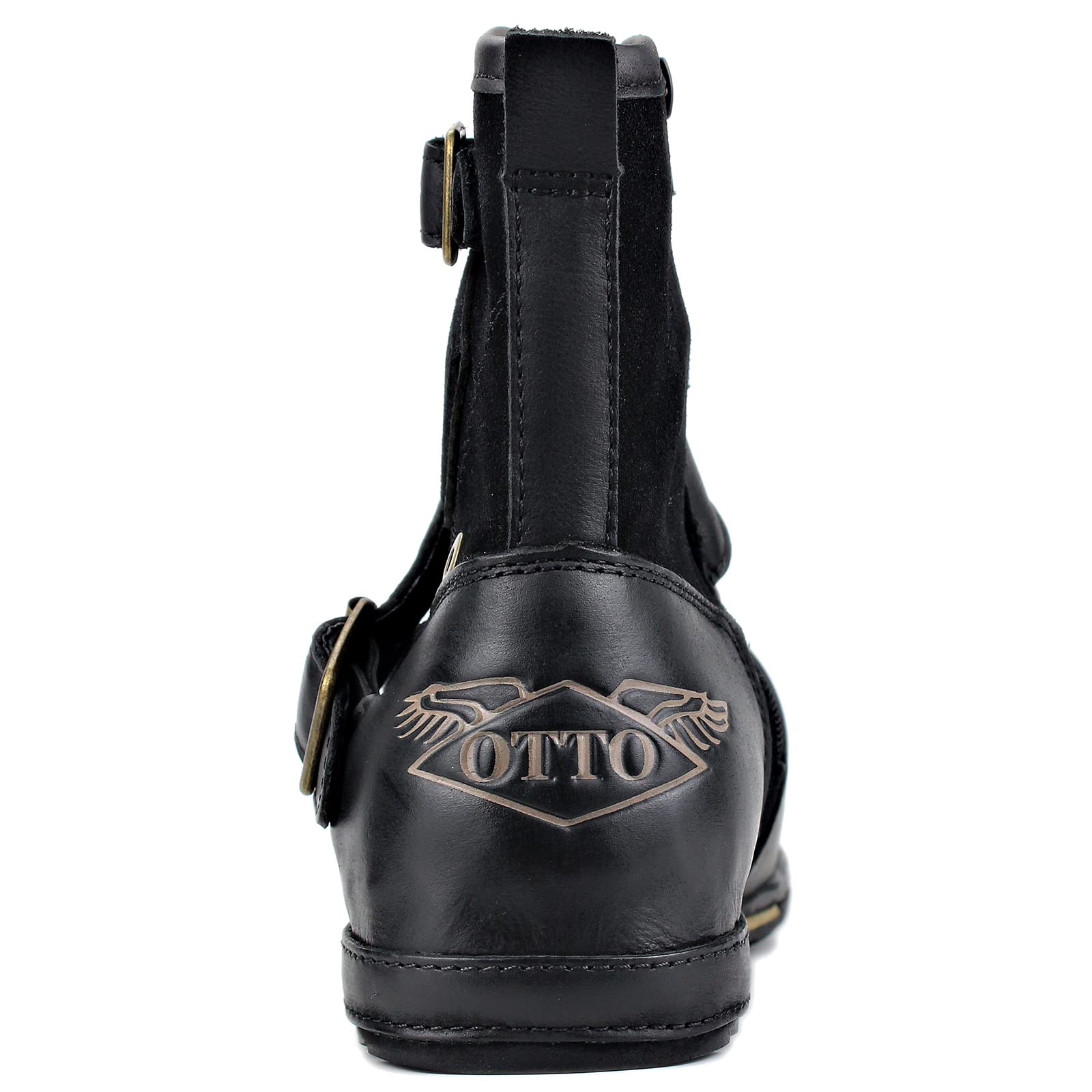 OSSTONE Men's Fashion Moto Boots - Leather Chukka Boots with Zipper, Casual Shoes OS-5008-1-ABNH | Perfect for Motorcycle Riding, Urban Streetwear & Everyday Wear