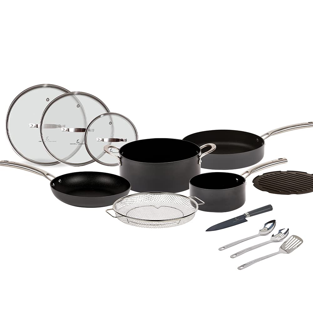 Emeril Lagasse Hard-Anodized Nonstick 13-Piece Cookware Set with Lids - Pots & Pans for Everyday Cooking | Durable Kitchen Essentials for Frying, Sautéing & Simmering