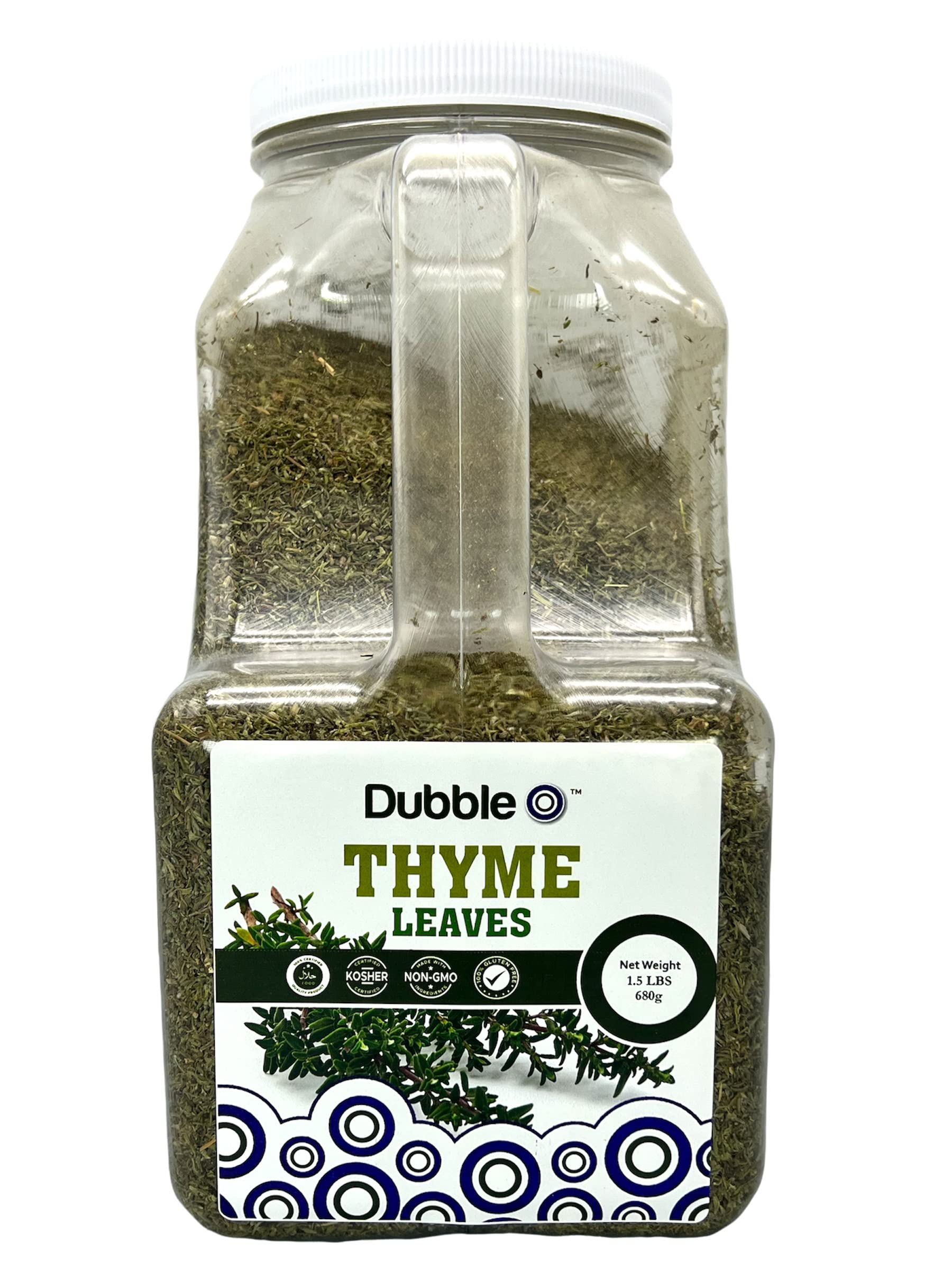 Organic Thyme Leaves - 2 lbs. Bulk | Non-GMO, Kosher, Halal & Gluten Free | Premium Dubble O Brand | Perfect for Cooking, Seasoning & Herbal Tea Blends