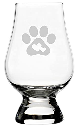 Paw Print Whisky Glass 6.5oz - Glencairn Compatible for Dog Lovers & Whiskey Tasting