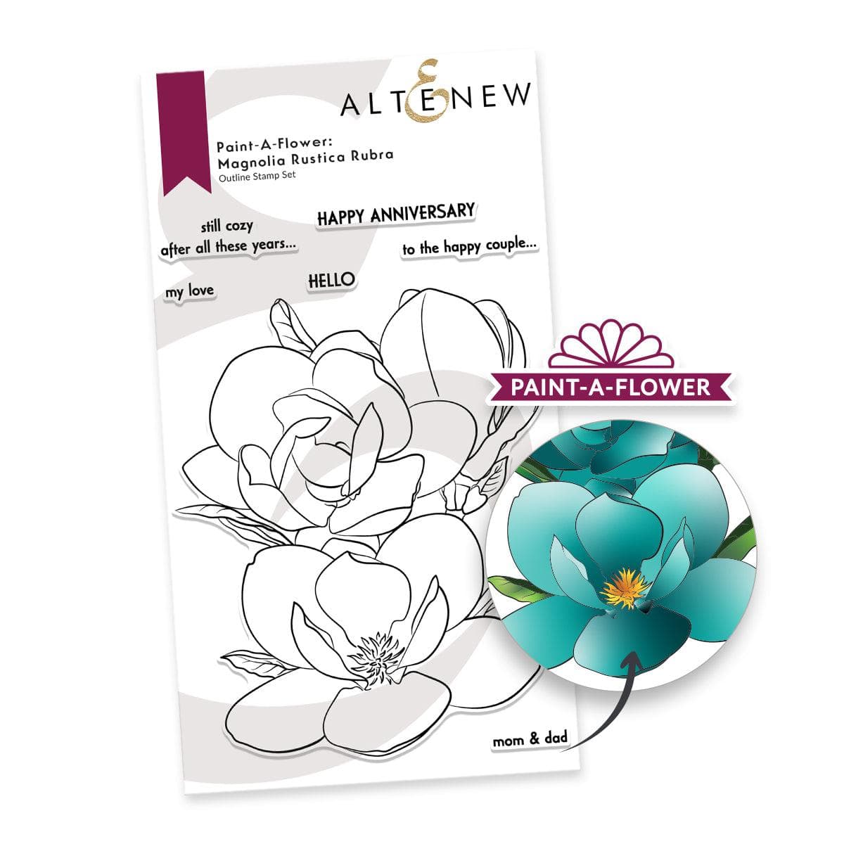 Magnolia Rustica Rubra Outline Stamp Set for DIY Flower Painting - Perfect for Scrapbooking, Card Making & Home Decor