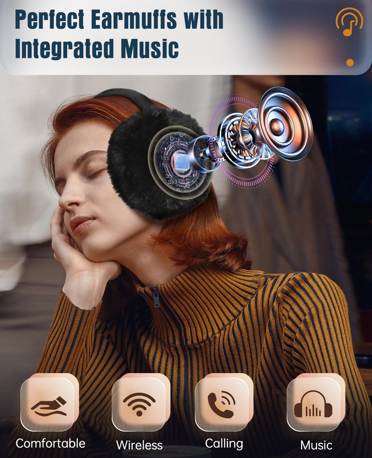 Wireless Bluetooth Ear Muffs for Winter - HD Sound & Built-in Mic - Warm Headphones for Men & Women - Perfect for Skiing, Running & Outdoor Activities