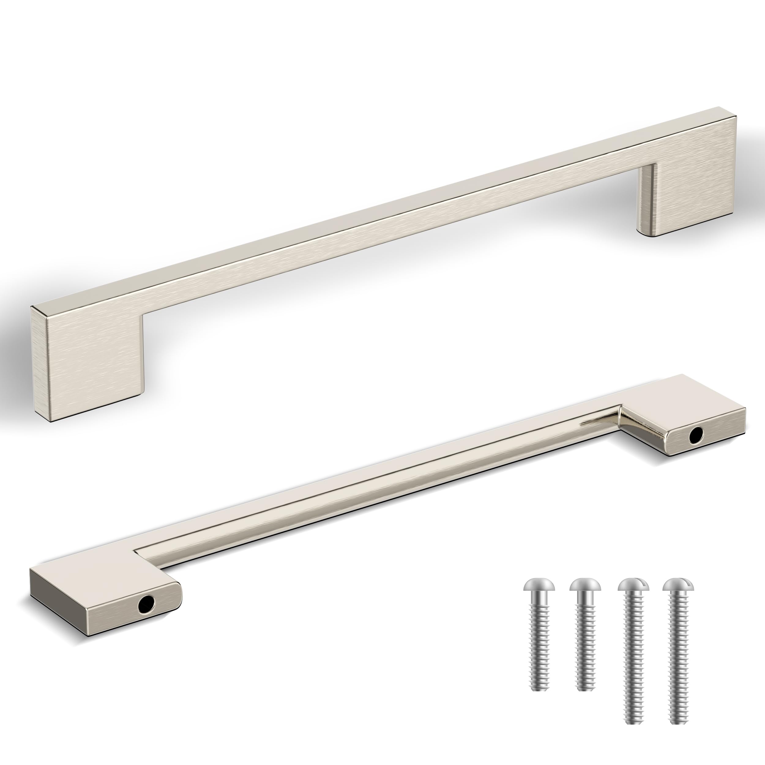 Southern Hills Brushed Nickel Cabinet Pulls - 160mm Satin Nickel Drawer Handles, Modern Kitchen Cabinet Handles for Cabinets & Drawers, Silver Cupboard Door Hardware - Perfect for Kitchen Renovation & Home Upgrade