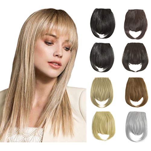 Qunlinta Clip-in Bangs Hair Extensions – Synthetic Fringe Bangs Hairpiece for Women in Ash Blonde | Easy to Use & Natural Look | Perfect for Daily Wear, Cosplay & Hairstyle Transformations