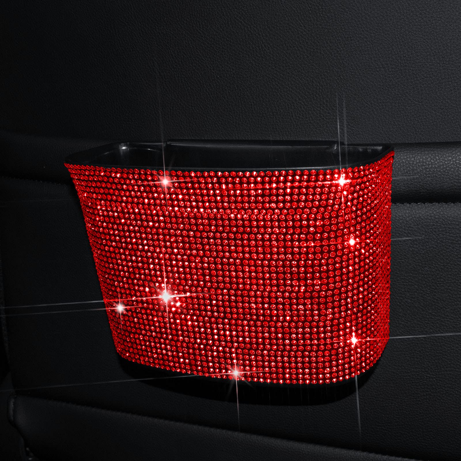 Premium Car Trash Can - Leakproof Hanging Garbage Bin with Clip, Mini Dustbin Organizer for Vehicle, Office, Kitchen & Home - Small Red Auto Accessory (Perfect for Road Trips, Daily Commute & Workspace Organization)