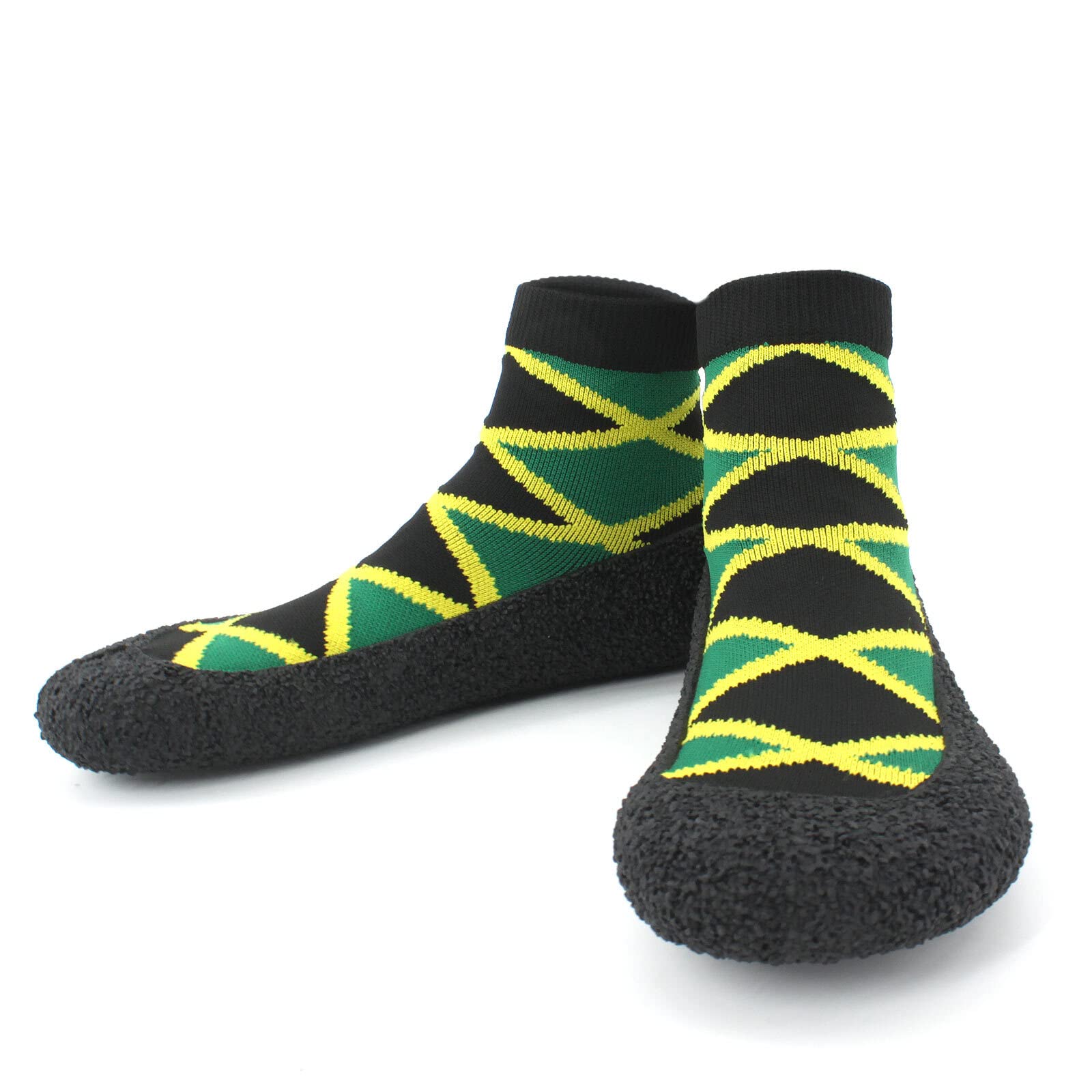 Barefoot Sock Shoes for Women & Men - Water Sports, Yoga, Beach Walking, Fitness - Breathable Non-Slip Jamaican Rasta Afro Design - Perfect for Yoga, Running, Gym & Outdoor Activities