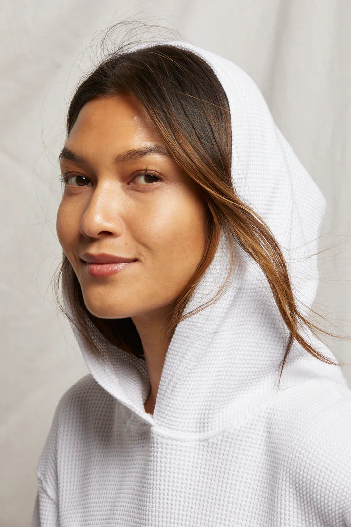 Perfect White Tee for Women | Soft Cotton Essential T-Shirt | Azalia Waffle Hoodie | Cozy Oversized Pullover Sweatshirt | Casual Outfit & Loungewear