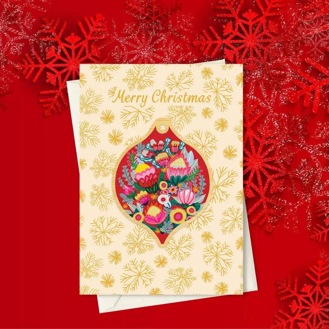 Handmade Australian Wooden Christmas Bauble - Flowers of Oz Ornament for Holiday Tree Decor, Gift & Festive Home Decoration | Perfect for Xmas, Parties & Winter Celebrations