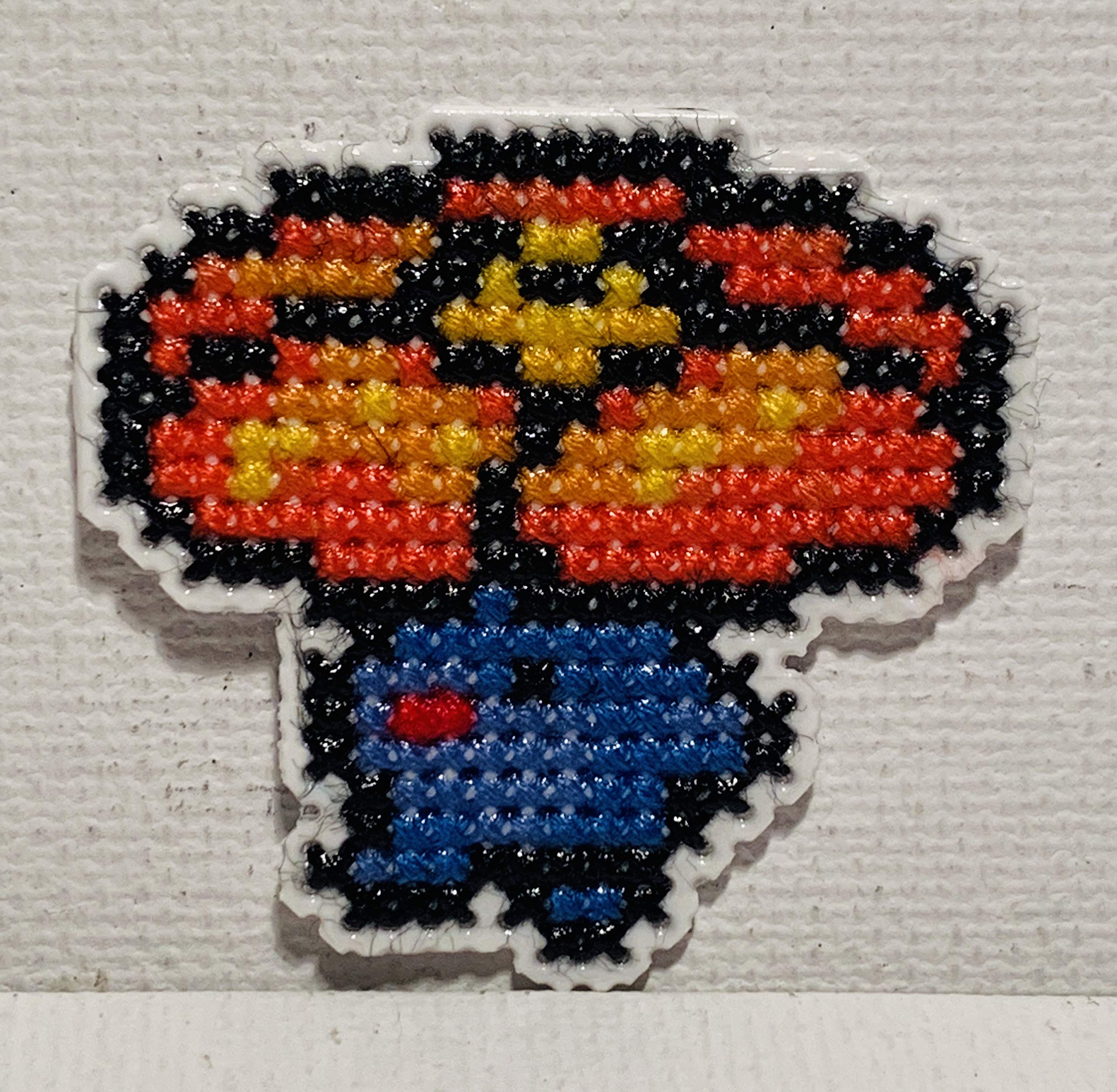 Vileplume Pokemon Cross Stitch Magnet - Handmade Embroidery Fridge Magnet for Fans, Collectors & Home Decor