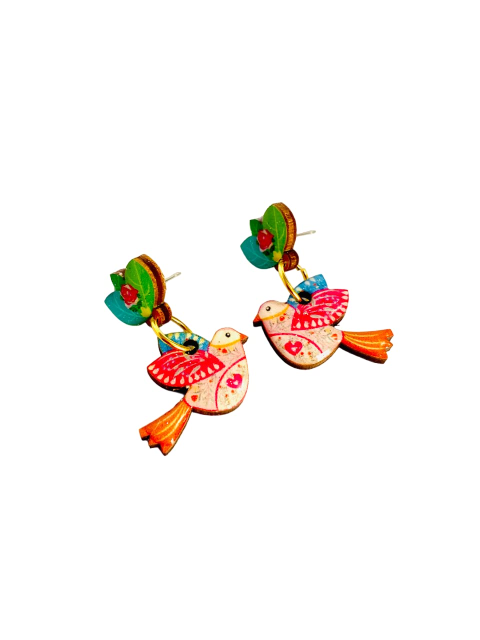 Colorful Bird Earrings for Women - Small Statement Jewelry, Bird Lover Gifts, Leaf & Floral Pastel Summer Earrings - Perfect for Weddings, Parties & Everyday Wear