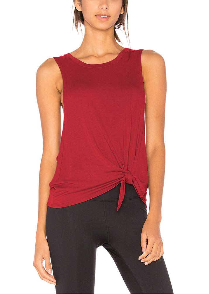 Bestisun Women's Sexy Workout Tank Tops - Yoga Clothes with Tie Knot Design, Breathable Athletic Gym Shirts & Stylish Crop Tops for Yoga, Gym, Running and Casual Wear