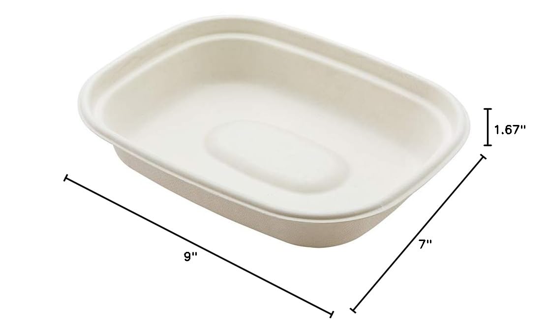 Eco-Friendly 48oz Bagasse Salad Bowls - 100-Pack Grease-Resistant, Microwavable & Sturdy with Reinforced Rim | Perfect for Restaurants, Takeout, Salads & Meal Prep | Lids Sold Separately