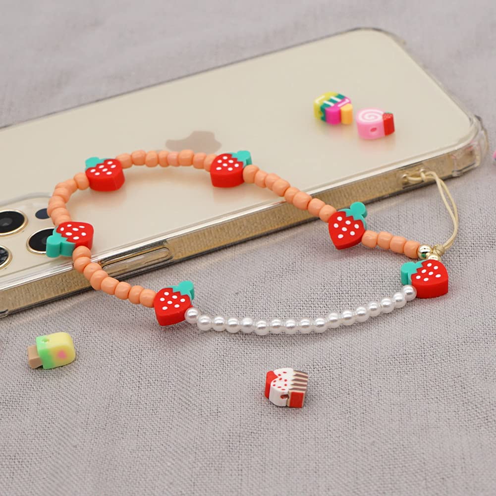 Kawaii Pearl Butterfly Acrylic Beaded Phone Lanyard - Anti-Lost Boho Phone Chain Wrist Strap for iPhone Samsung - Perfect for Teens, Girls, Festival & Party Accessories