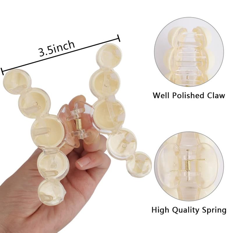 SHIDARA 2 Pack Acrylic Pearl Hair Clips for Women & Teens - Elegant Hair Claw Clips for Thick & Thin Hair - Perfect for Daily Wear, Weddings & Special Occasions (Multicolor)
