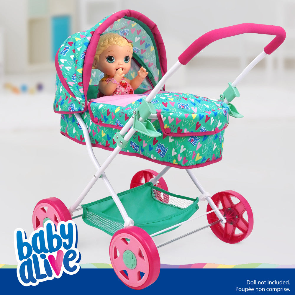 Baby Alive Travel N' Feed Playset - Pink & Green Hearts 7-Piece Doll Feeding Set for Toddlers - Perfect for On-the-Go Playtime & Pretend Feeding Fun
