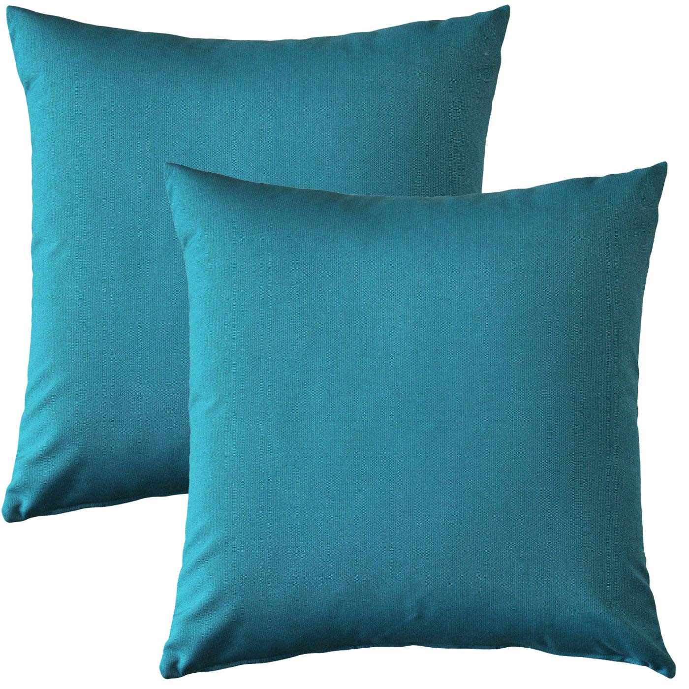 Sunbrella Outdoor Decorative Pillows Set of 2 - 20x20 Inch Waterproof Patio Cushions with Inserts, Peacock Blue Design for Porch, Poolside & Garden Furniture