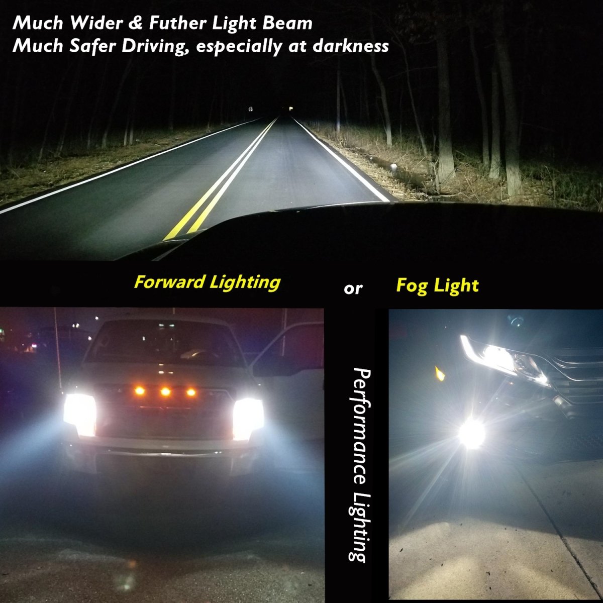 FL BH 9006 HB4 LED Headlight Bulbs - Super Bright 6000K White Light, Halogen Replacement for Cars, Trucks, SUVs - Perfect for Night Driving & Foggy Conditions