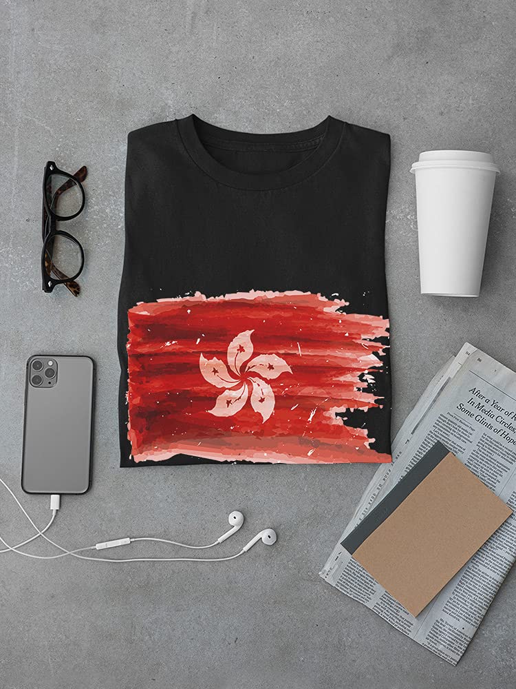 Hong Kong Flag Brush Painting T-Shirt for Men - Stylish Patriotic Graphic Tee for Casual Wear & Street Fashion