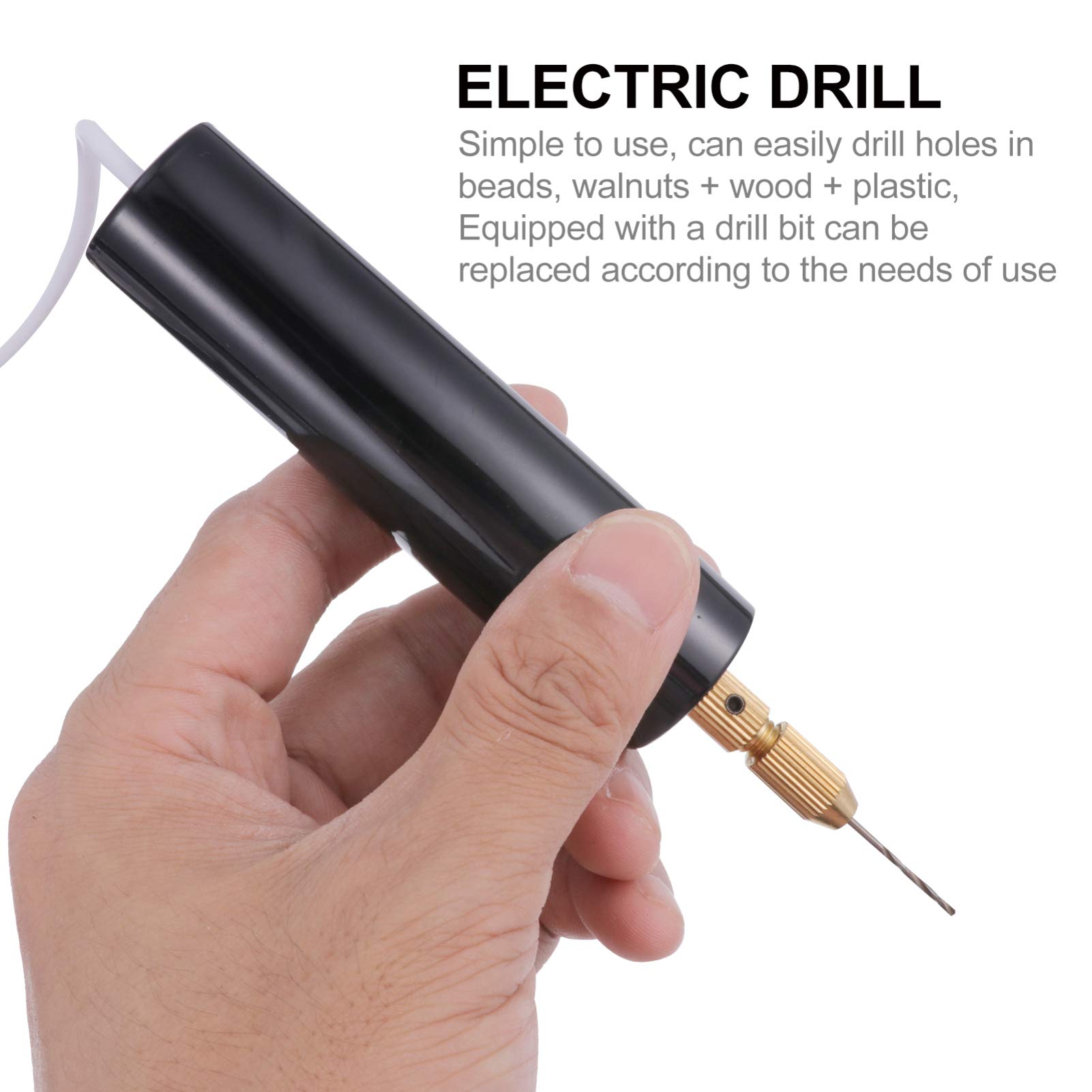 15-Piece Electric Rotary Hand Drill Set with Steel Drill Bits - Professional Hand Tool for Crafting, Jewelry Making, Epoxy & Crystal Piercing - Perfect for DIY Projects, Woodworking & Metalworking