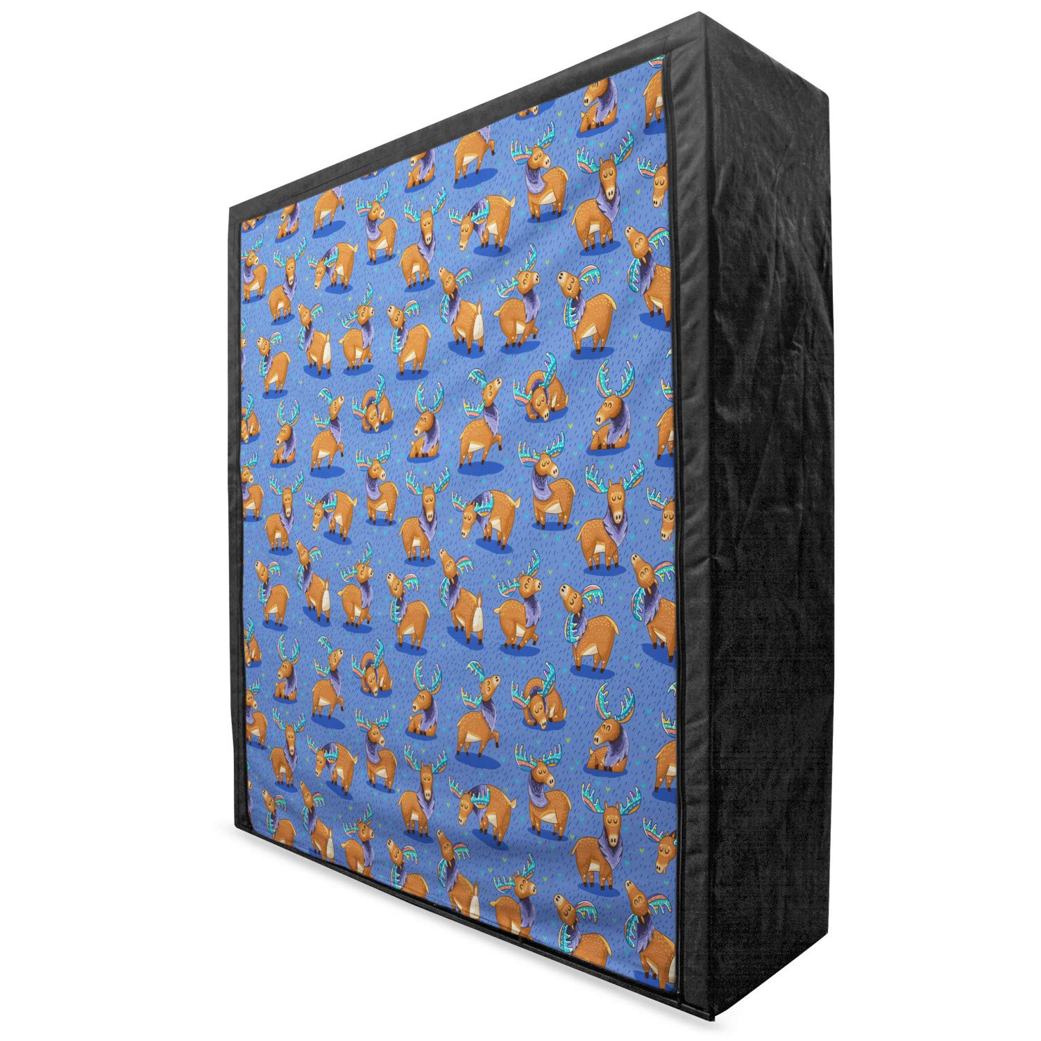 Ambesonne Moose Portable Fabric Wardrobe - Hand Drawn Cartoon Elk with Rainbow Antlers, 59