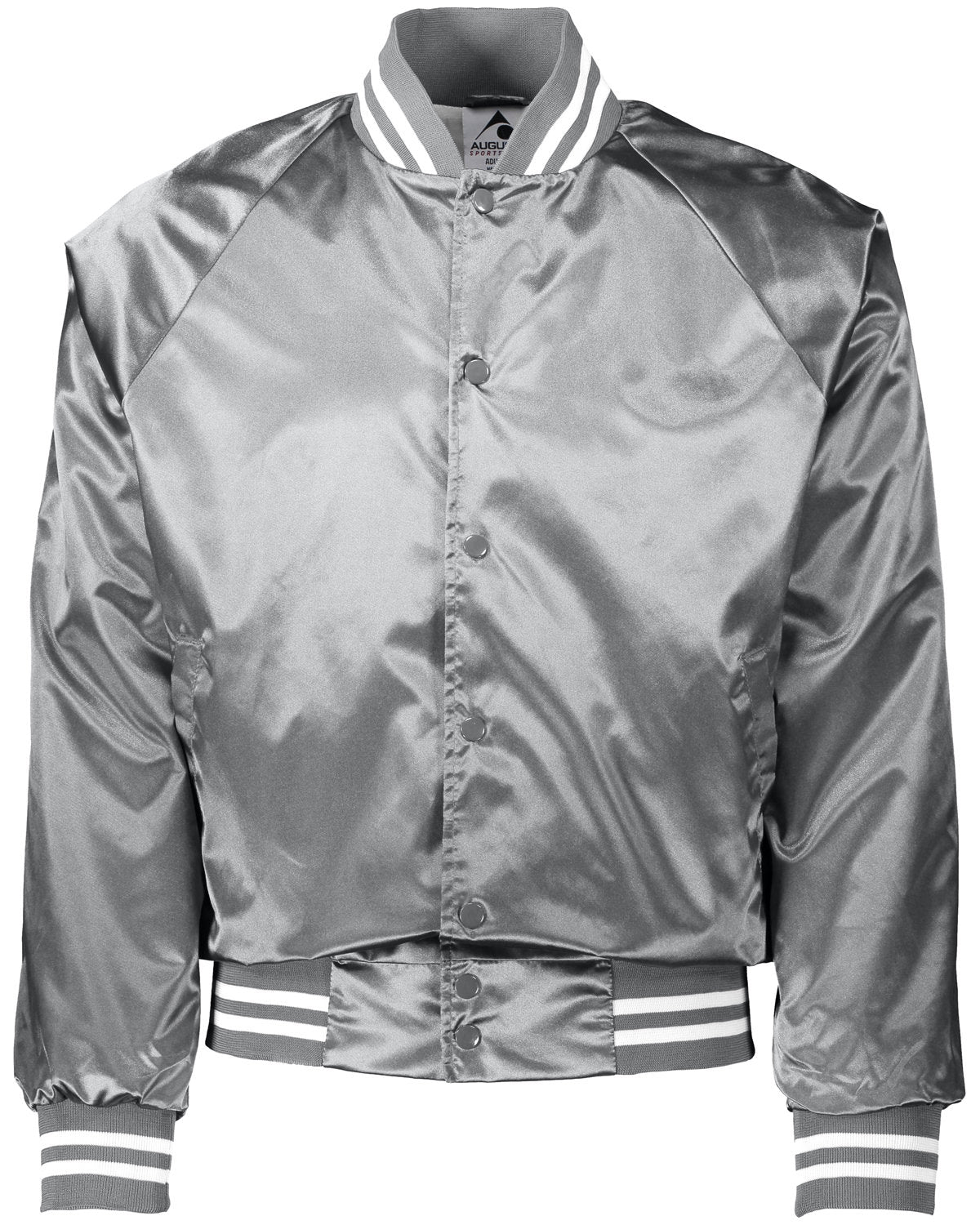 Augusta Sportswear 3610 Unisex Striped Trim Satin Baseball Jacket - Lightweight Varsity Style for Men & Women - Perfect for Baseball Games, School Sports & Casual Wear