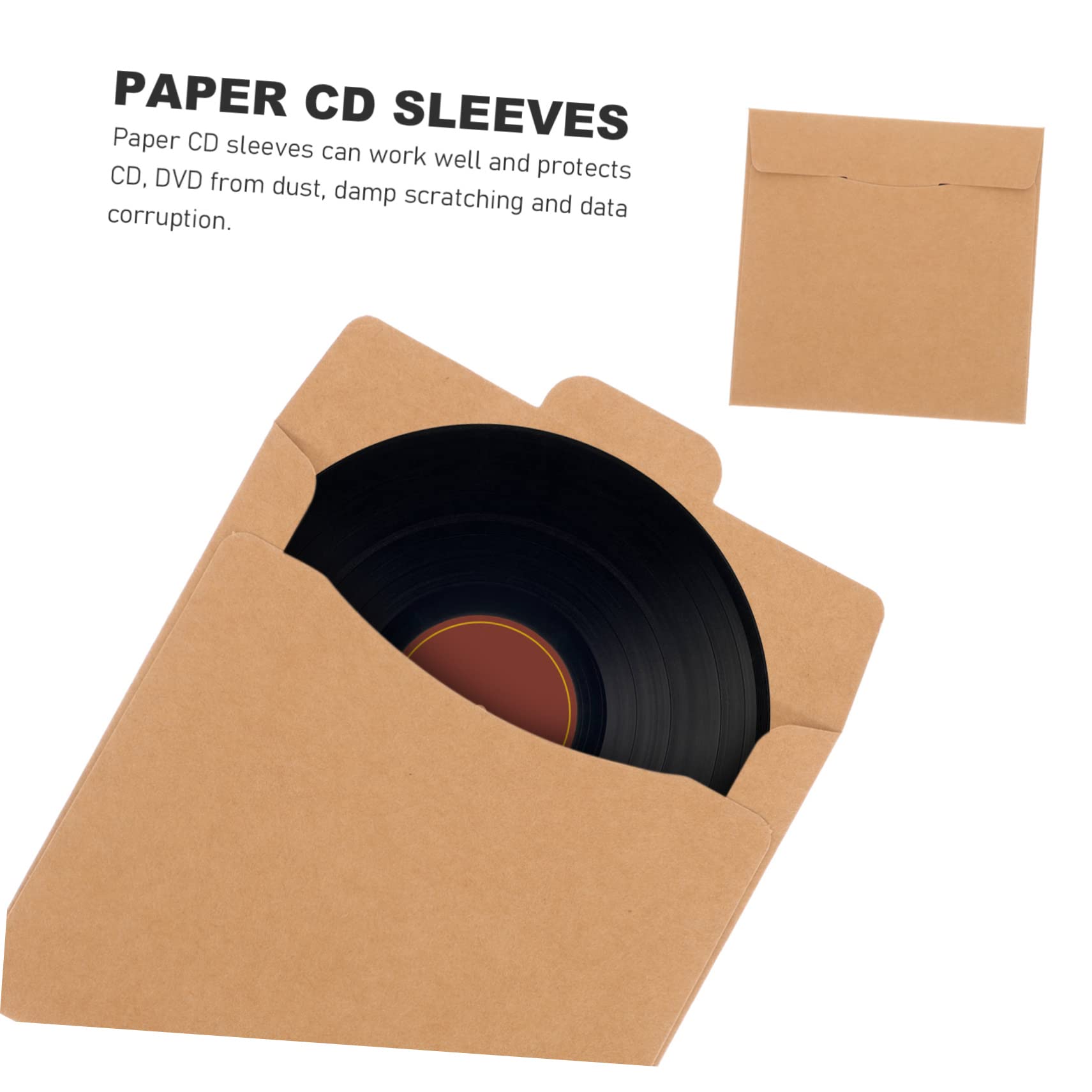 ARTIBETTER 50pcs Kraft Paper DVD Sleeves - Eco-Friendly Storage Envelopes for CDs, DVDs, Games | Perfect for Home, Office, School & Media Organization