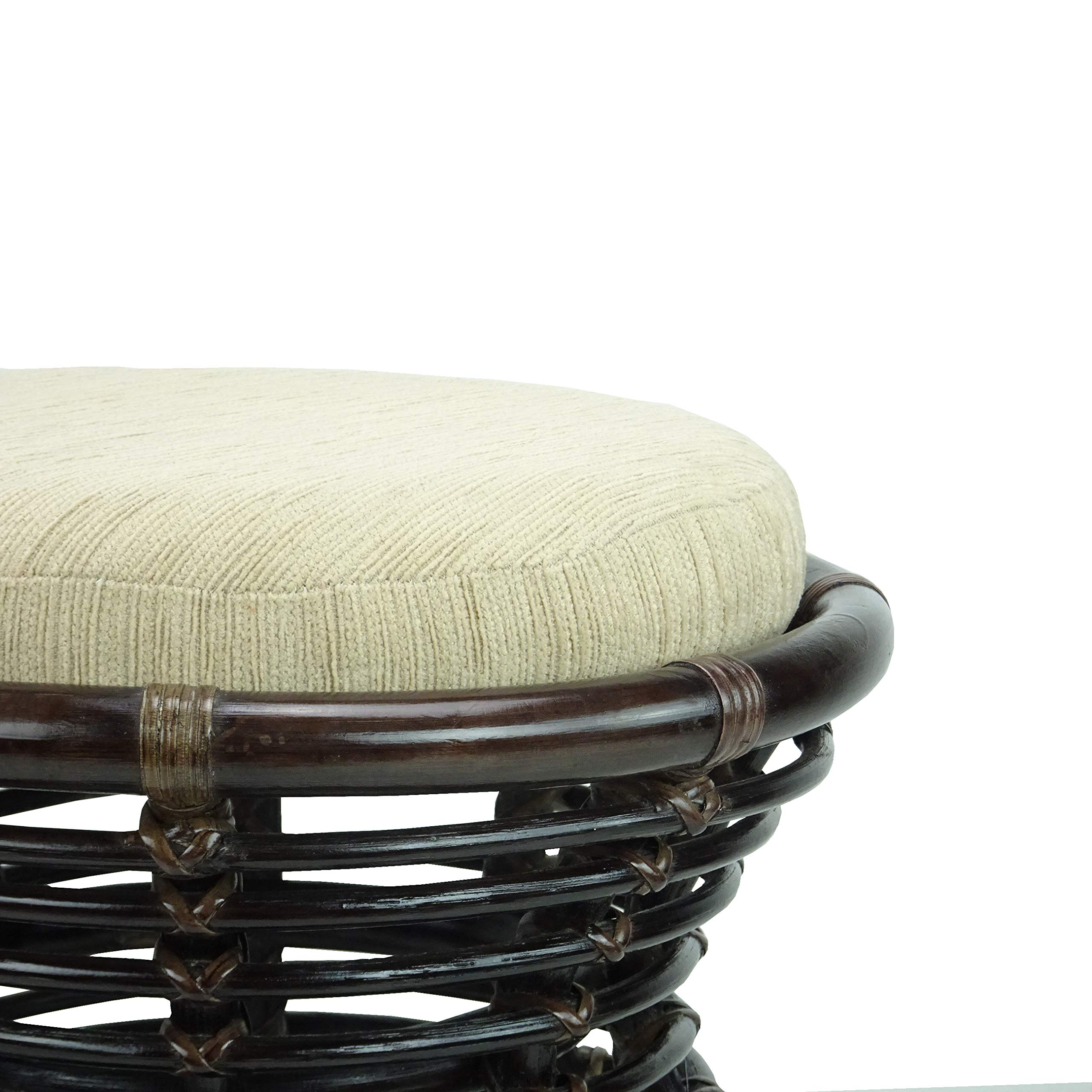 Handmade Natural Rattan Wicker Ottoman Stool - Eco-Friendly Vanity Seat for Bedroom, Living Room & Boho Decor - Cognac (Light Brown) - Perfect for Home, Apartment & Cozy Spaces