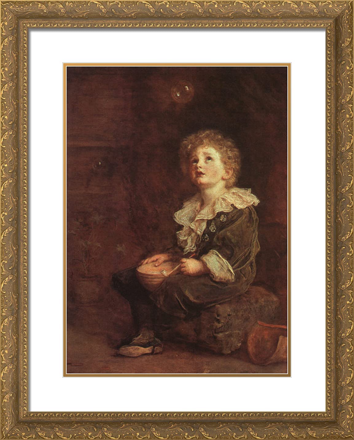 John Everett Millais 'Bubbles' 20x24 Gold Ornate Framed Art Print with Double Matting - Victorian Wall Decor for Living Room, Bedroom & Office